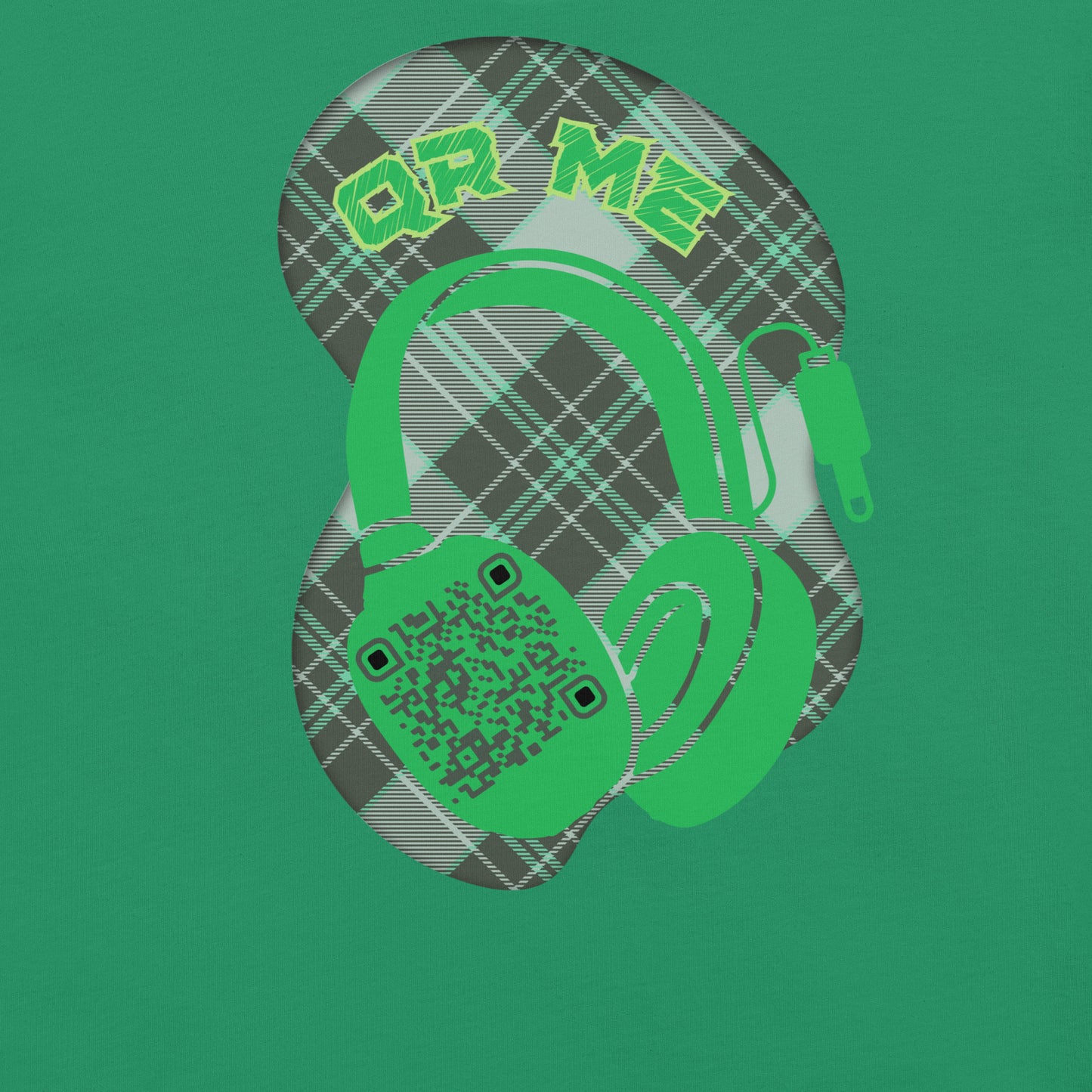 Green Check QR Code T-Shirt – Share Your Music with a Classic Twist