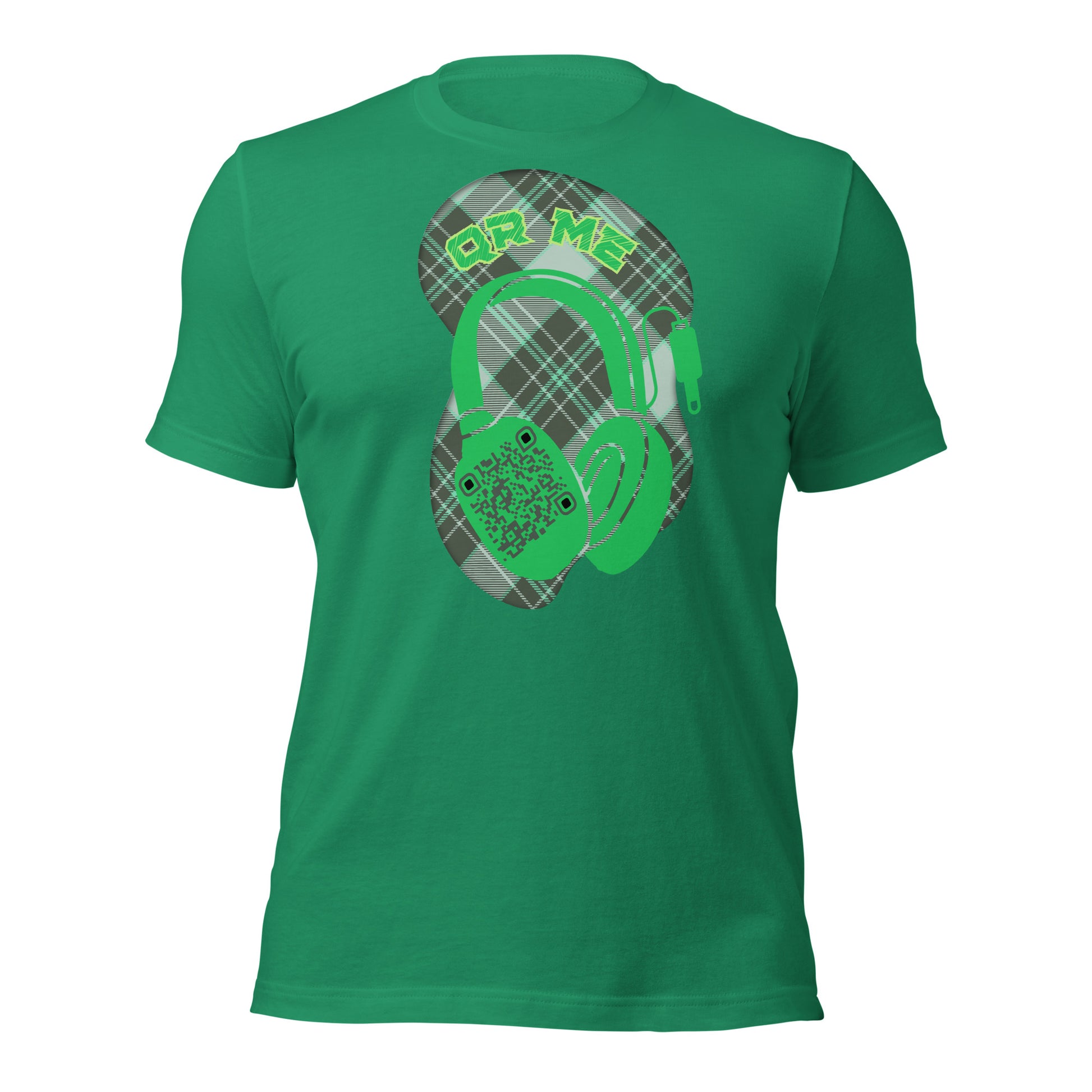 Green Check QR Code T-Shirt – Share Your Music with a Classic Twist