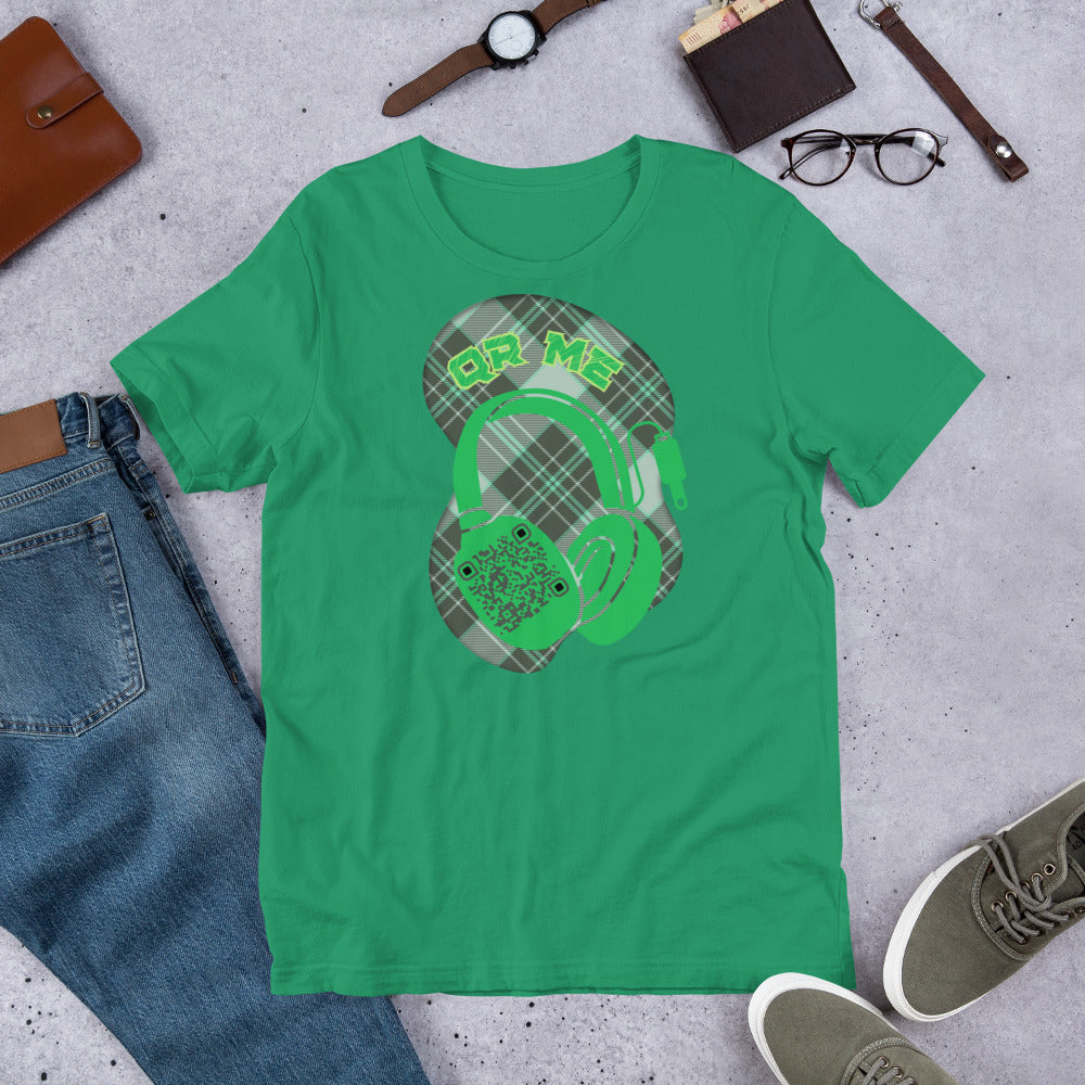 Green Check QR Code T-Shirt – Share Your Music with a Classic Twist
