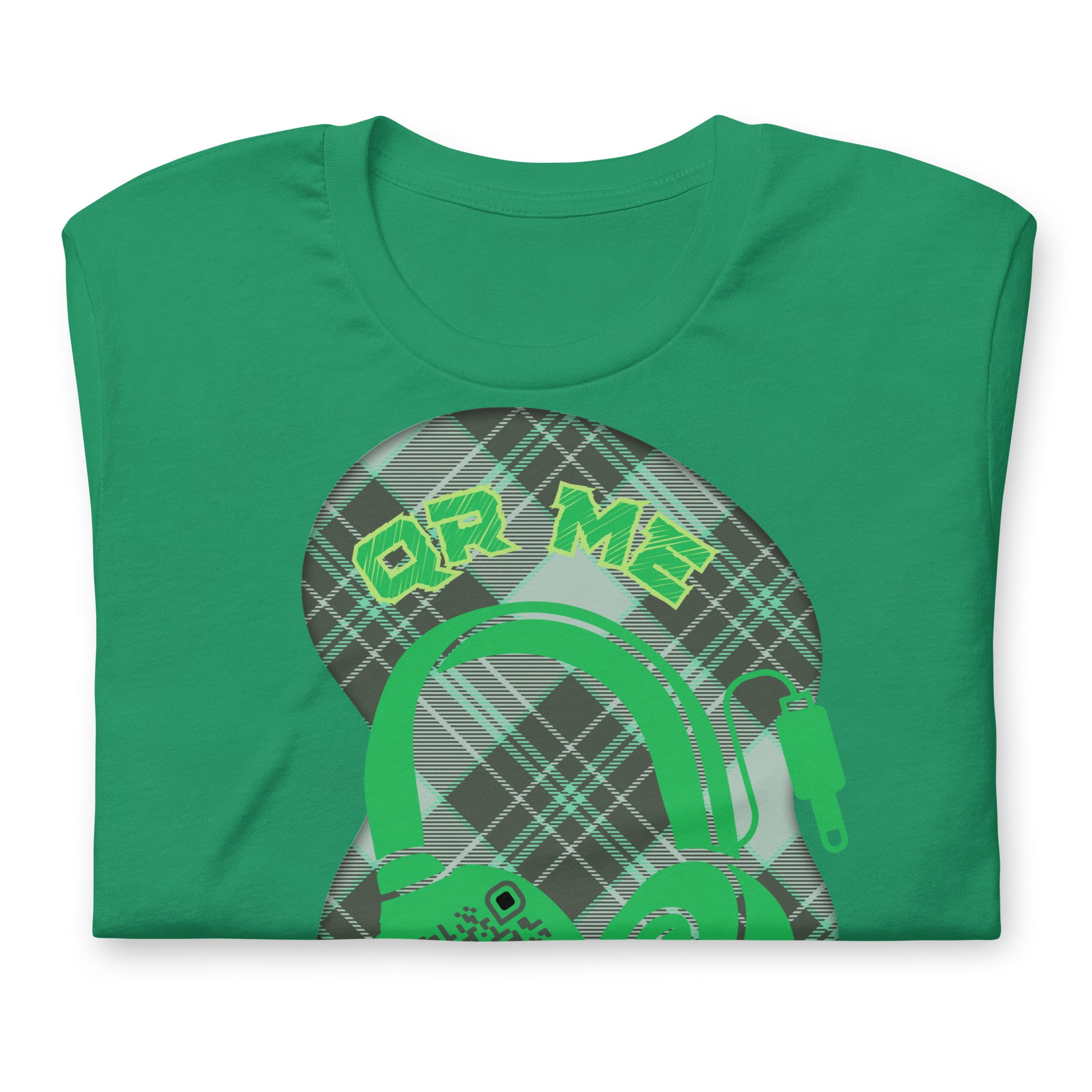 Green Check QR Code T-Shirt – Share Your Music with a Classic Twist