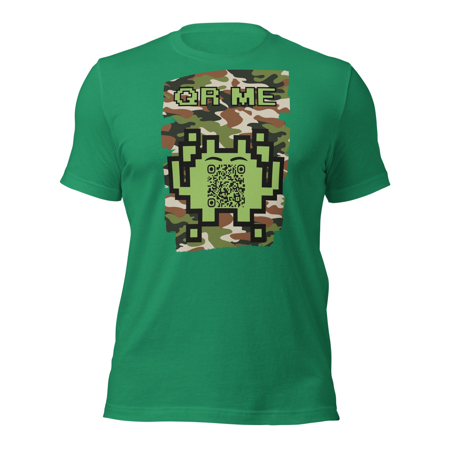 Green Camo Alien QR Code T-Shirt β For Gamers and Digital Creators