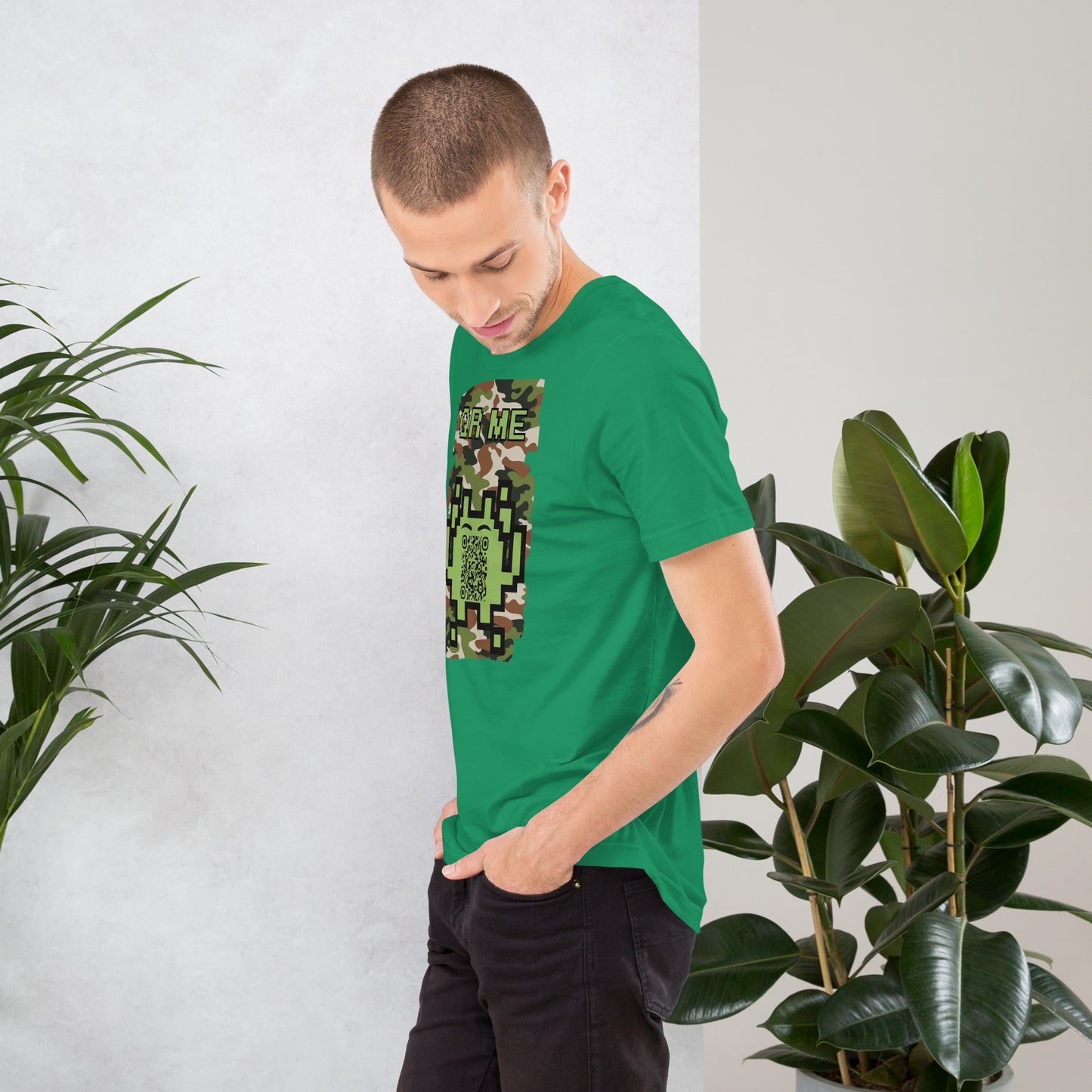 Green Camo Alien QR Code T-Shirt β For Gamers and Digital Creators
