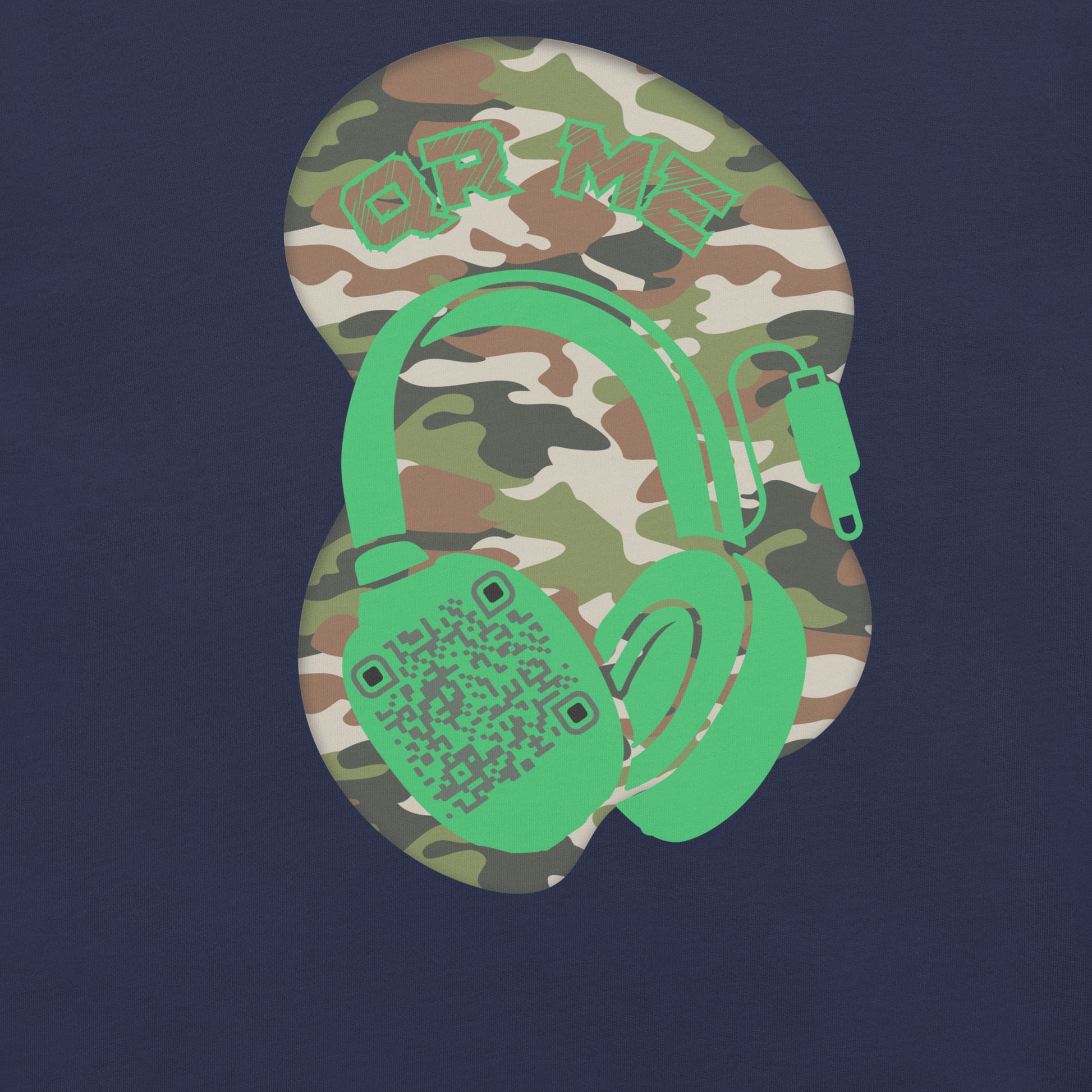 Green Camo QR Code T-Shirt – Share Your Music in Style