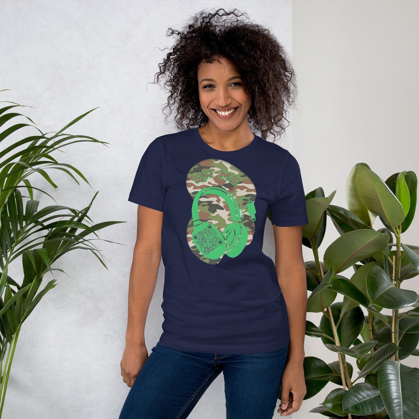 Green Camo QR Code T-Shirt – Share Your Music in Style