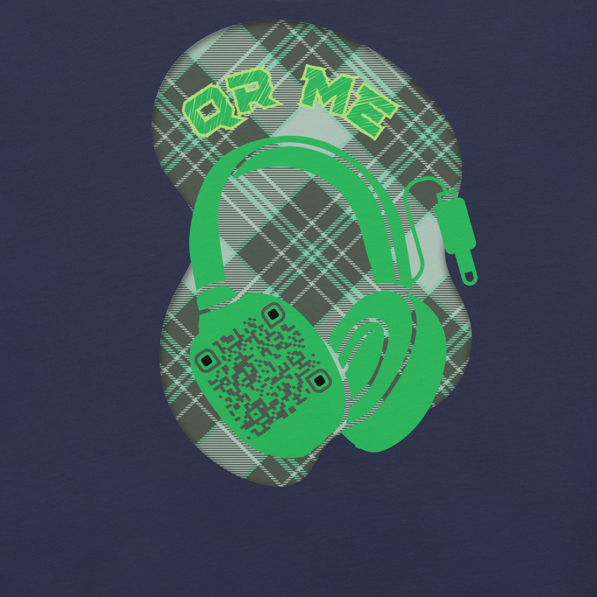 Green Check QR Code T-Shirt – Share Your Music with a Classic Twist