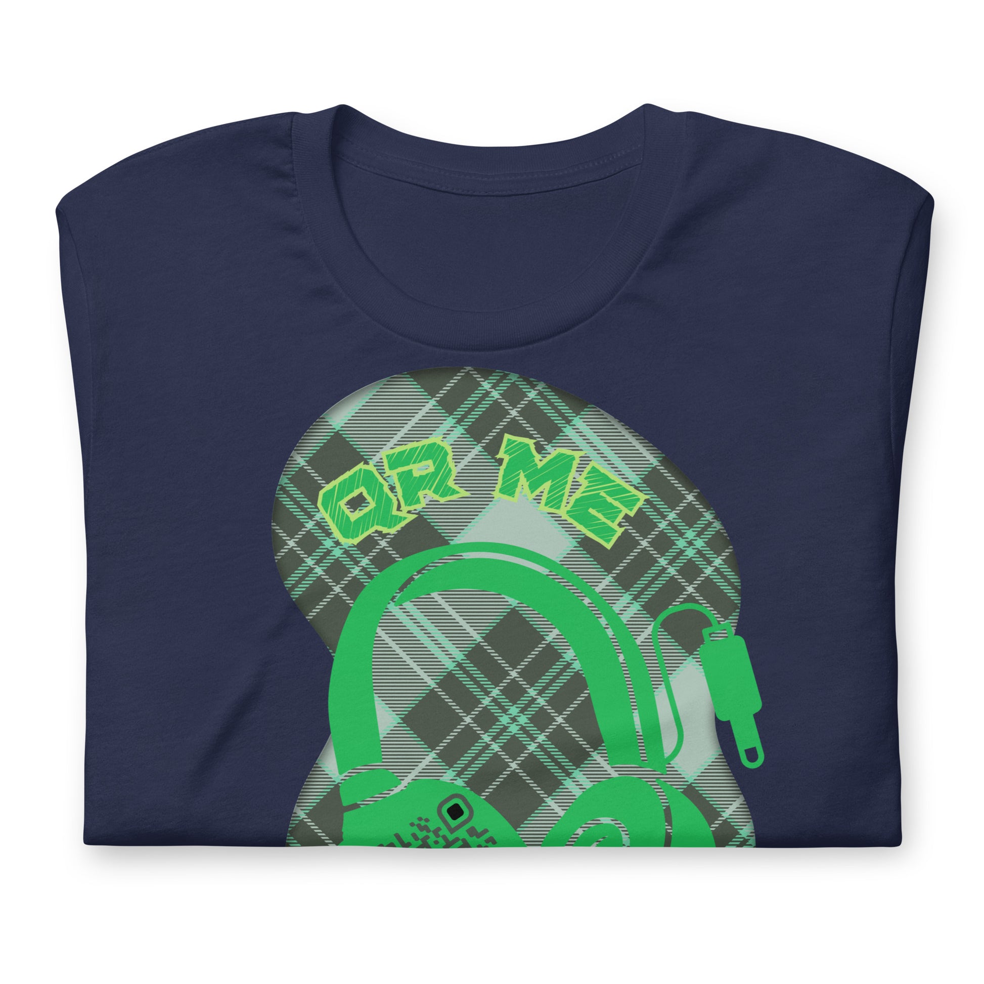 Green Check QR Code T-Shirt – Share Your Music with a Classic Twist