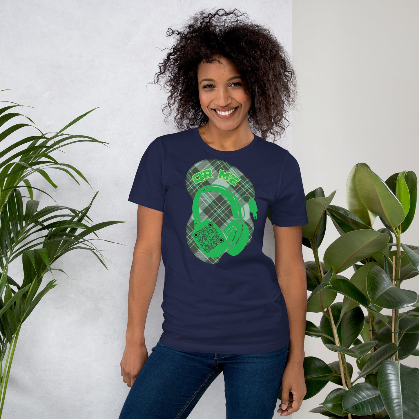 Green Check QR Code T-Shirt – Share Your Music with a Classic Twist