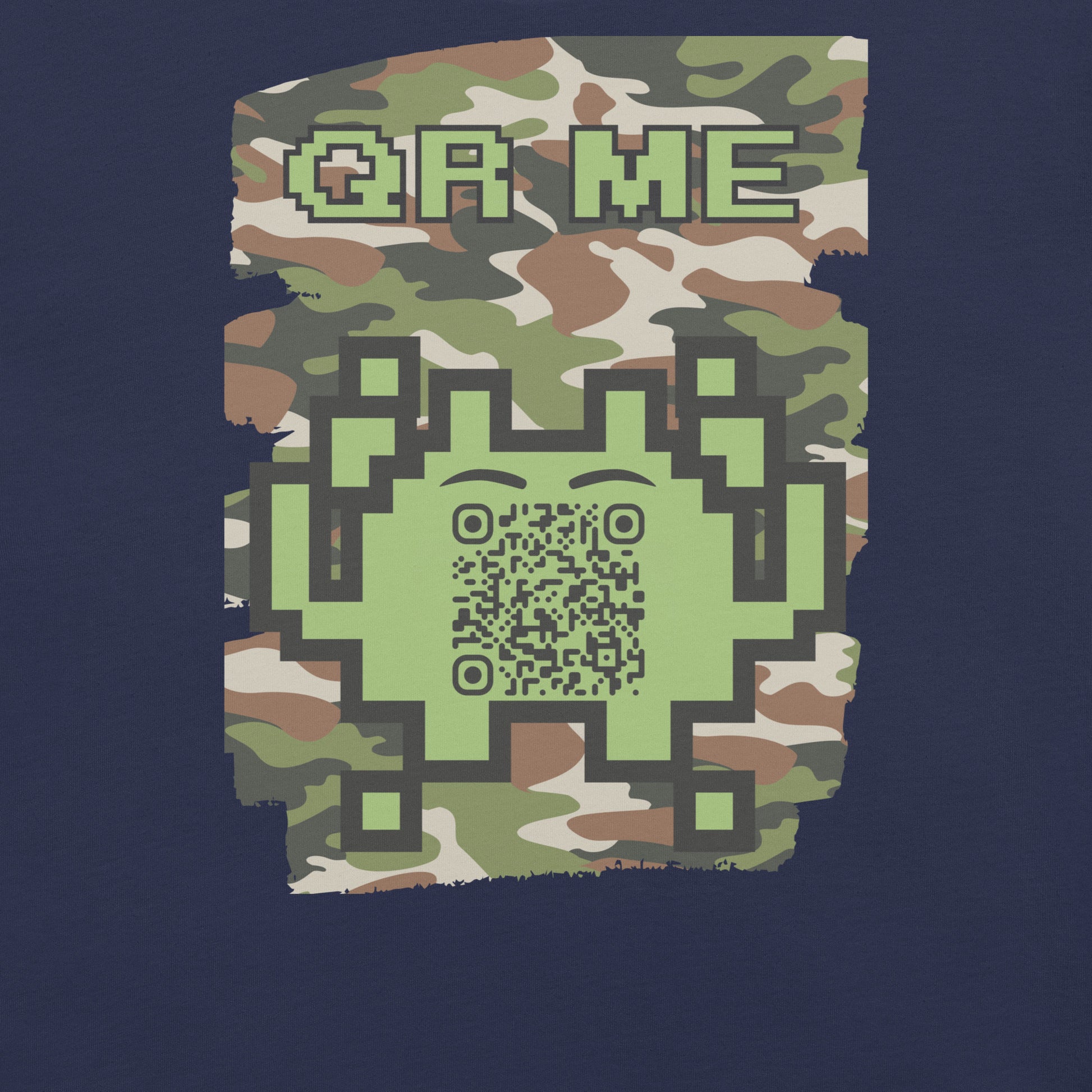 Green Camo Alien QR Code T-Shirt β For Gamers and Digital Creators