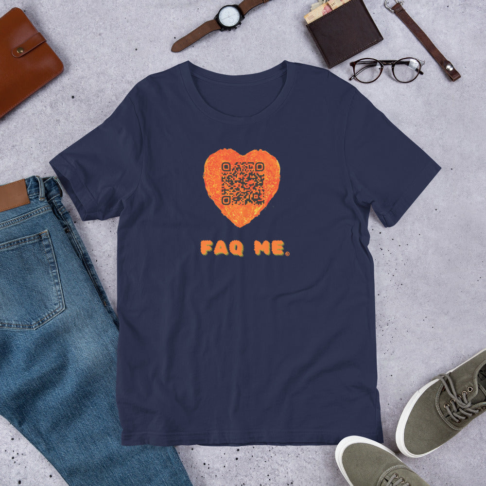 FAQ Me Heart Custom QR Unisex T-Shirts – Share Your Love