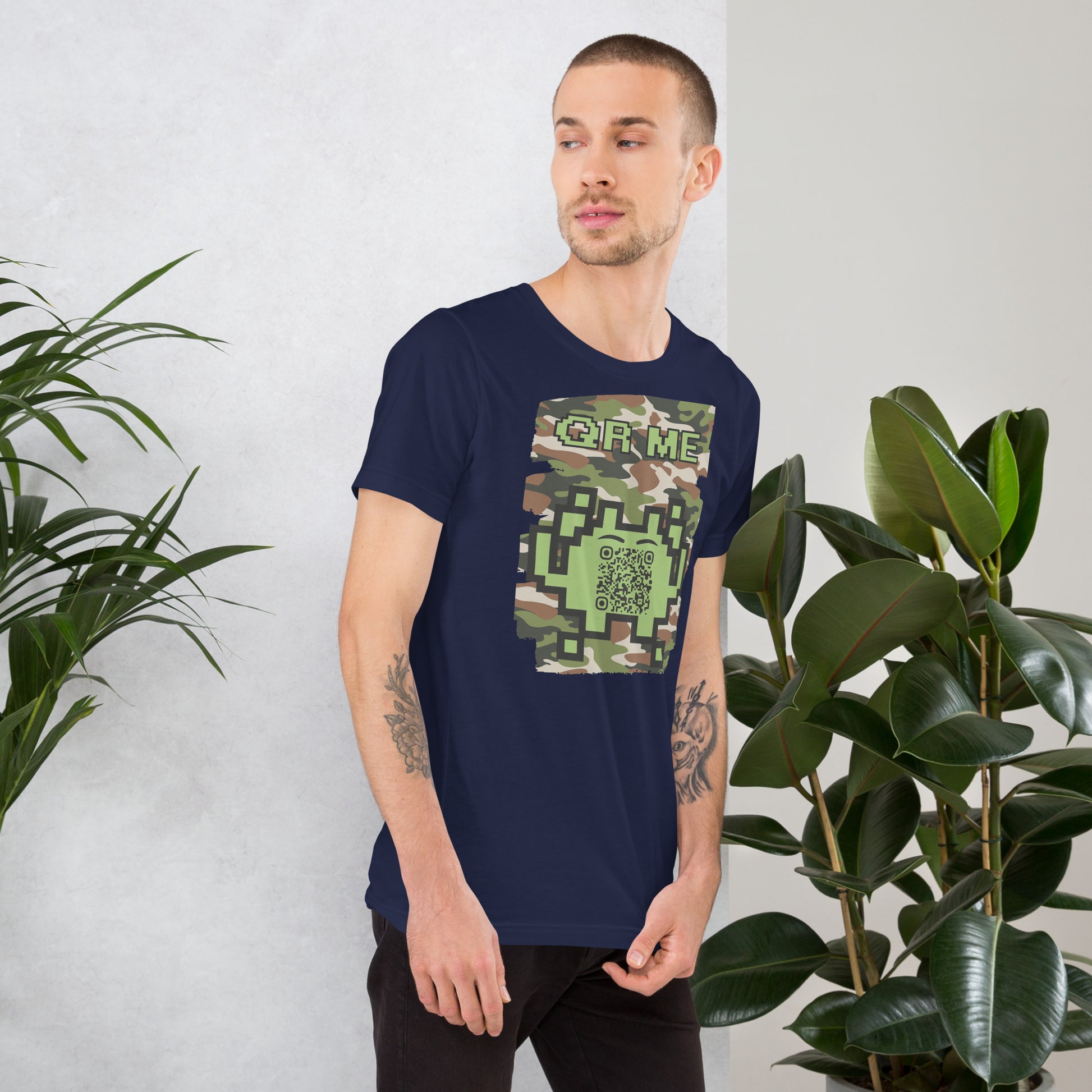 Green Camo Alien QR Code T-Shirt β For Gamers and Digital Creators