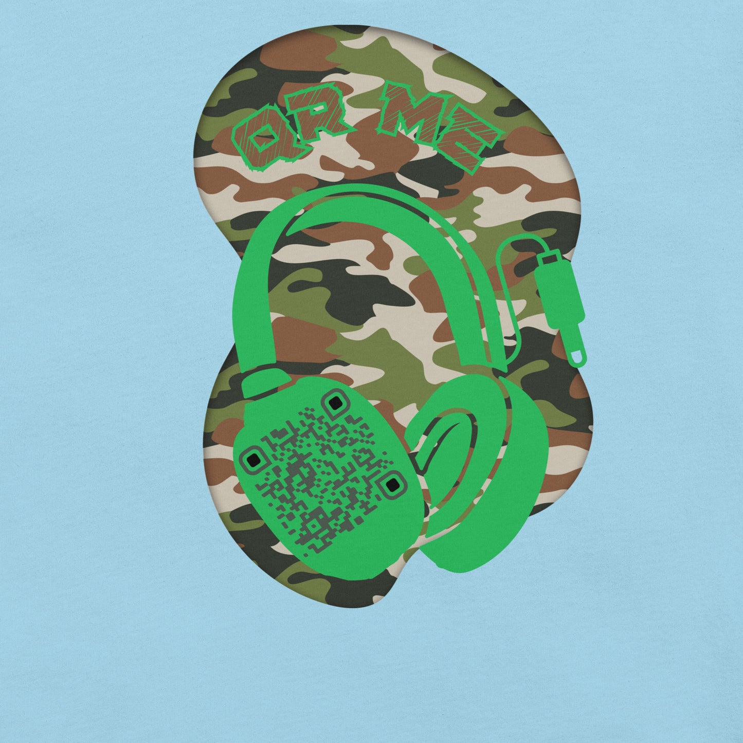 Green Camo QR Code T-Shirt – Share Your Music in Style