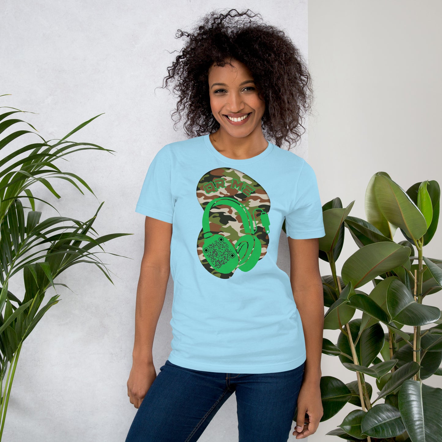Green Camo QR Code T-Shirt – Share Your Music in Style