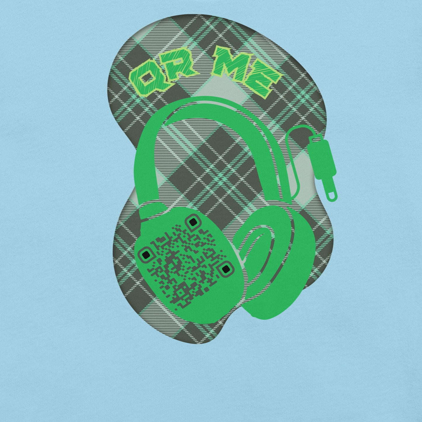 Green Check QR Code T-Shirt – Share Your Music with a Classic Twist