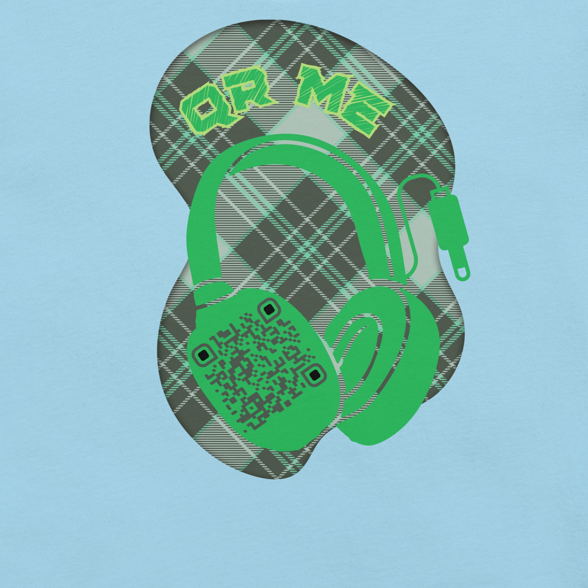 Green Check QR Code T-Shirt – Share Your Music with a Classic Twist