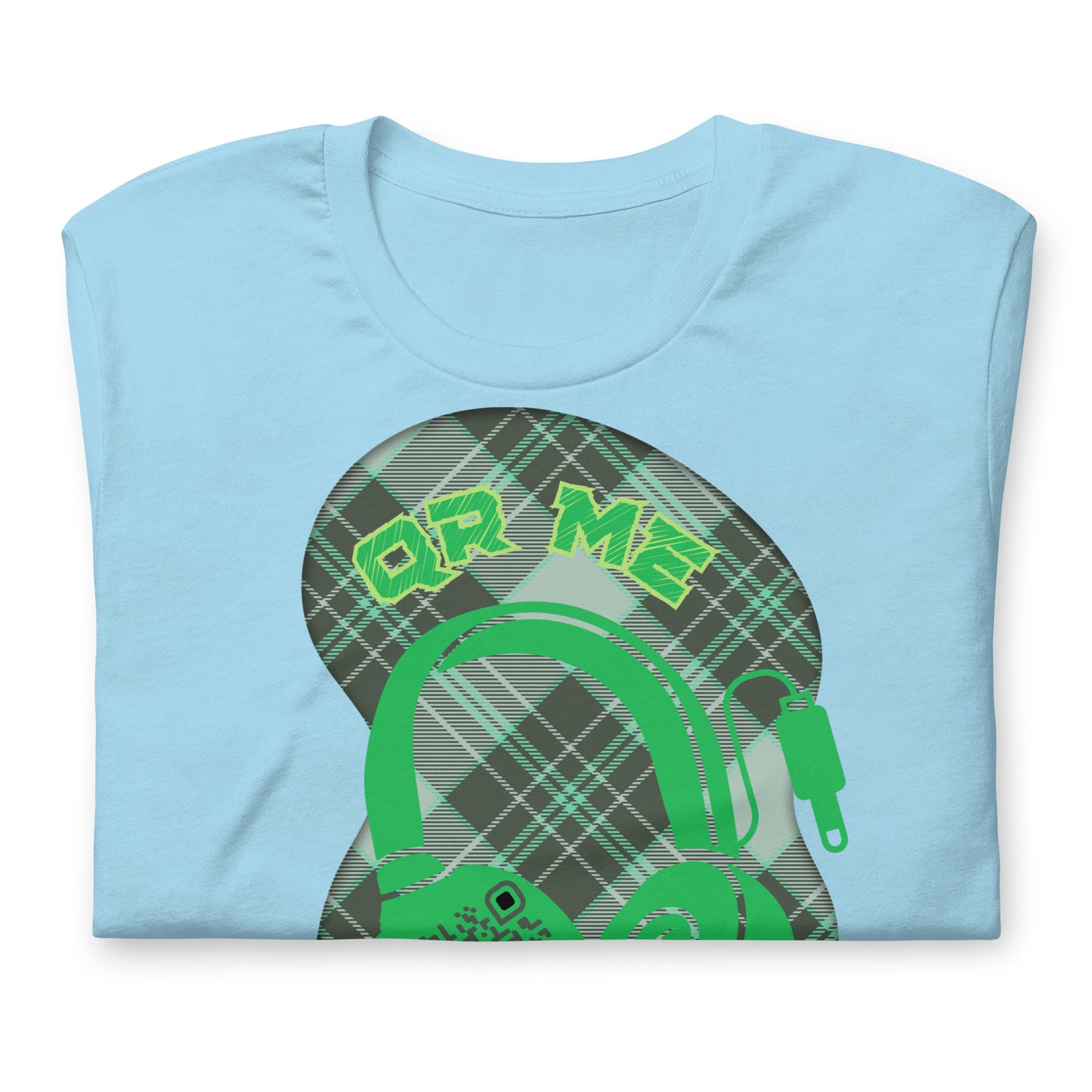 Green Check QR Code T-Shirt – Share Your Music with a Classic Twist
