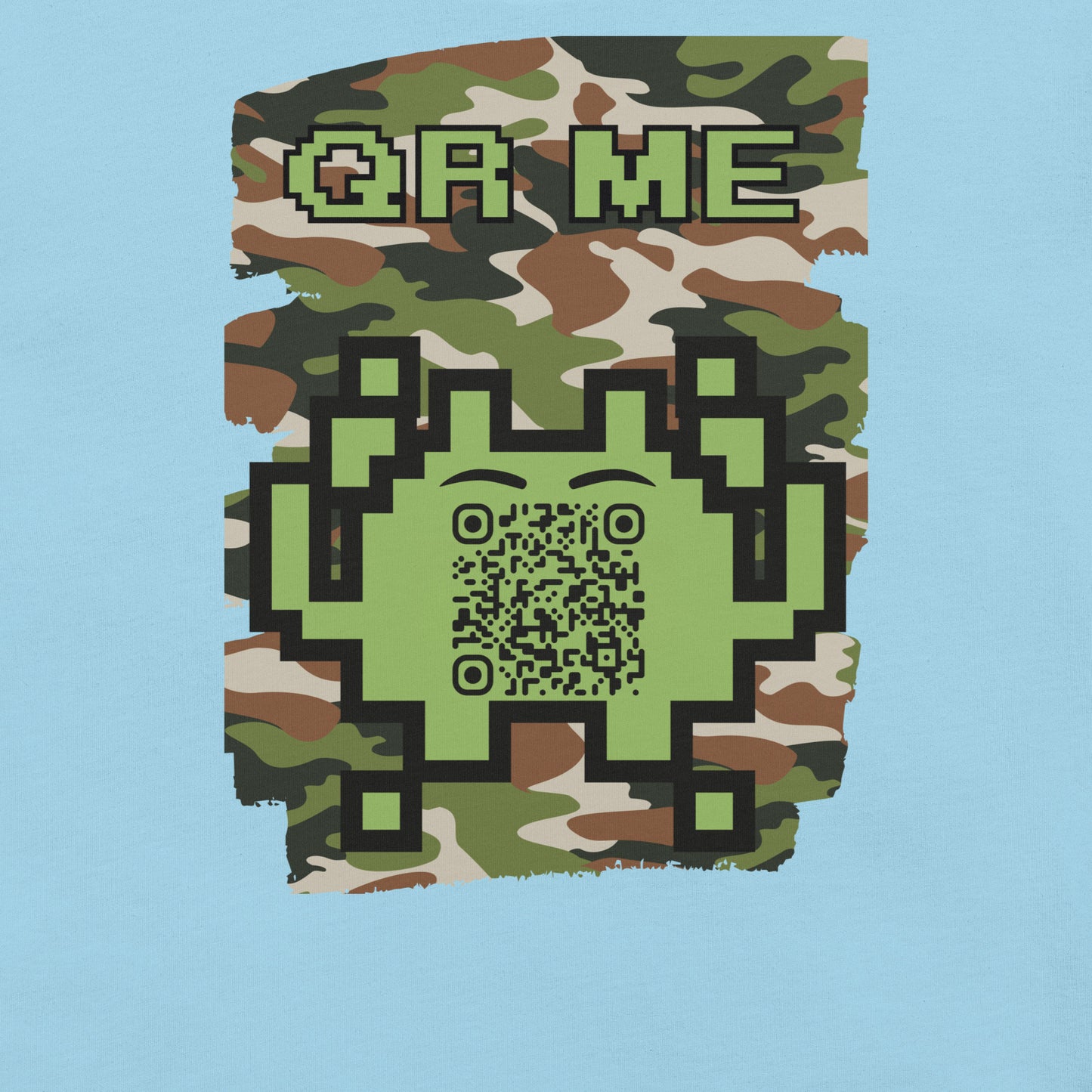 Green Camo Alien QR Code T-Shirt β For Gamers and Digital Creators