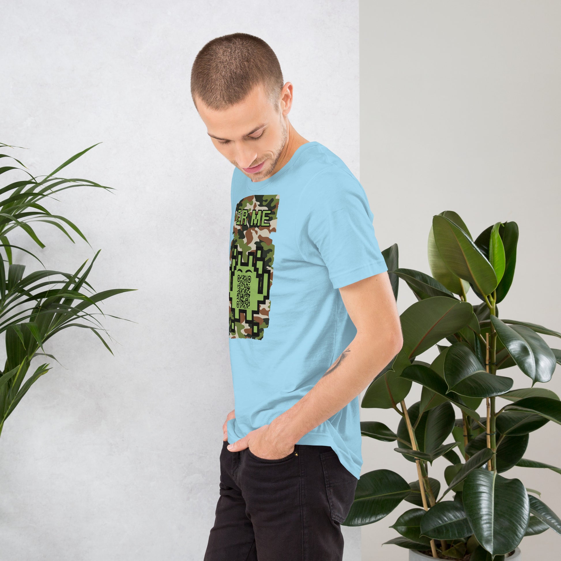 Green Camo Alien QR Code T-Shirt β For Gamers and Digital Creators