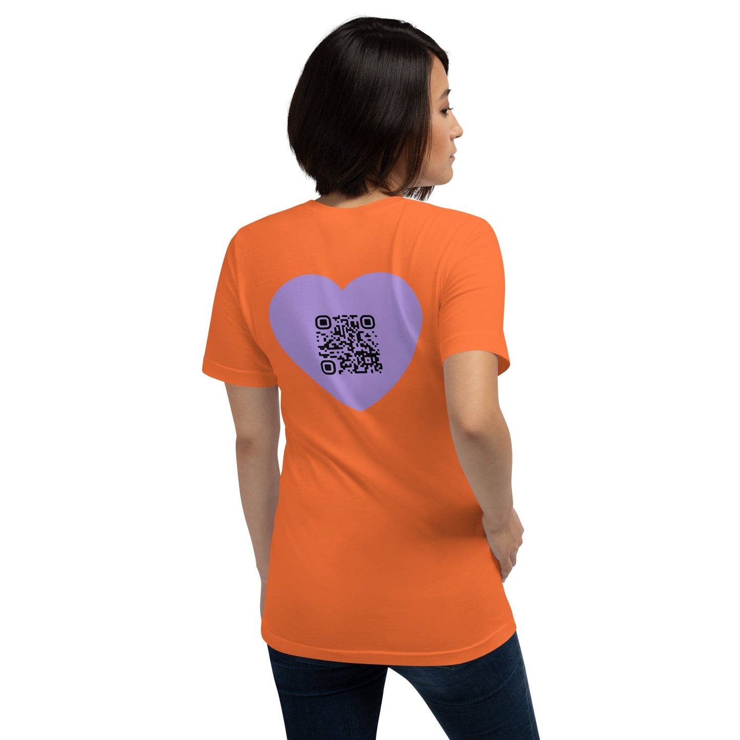 Purple Heart Emoji Personalized QR Code Unisex T-Shirt