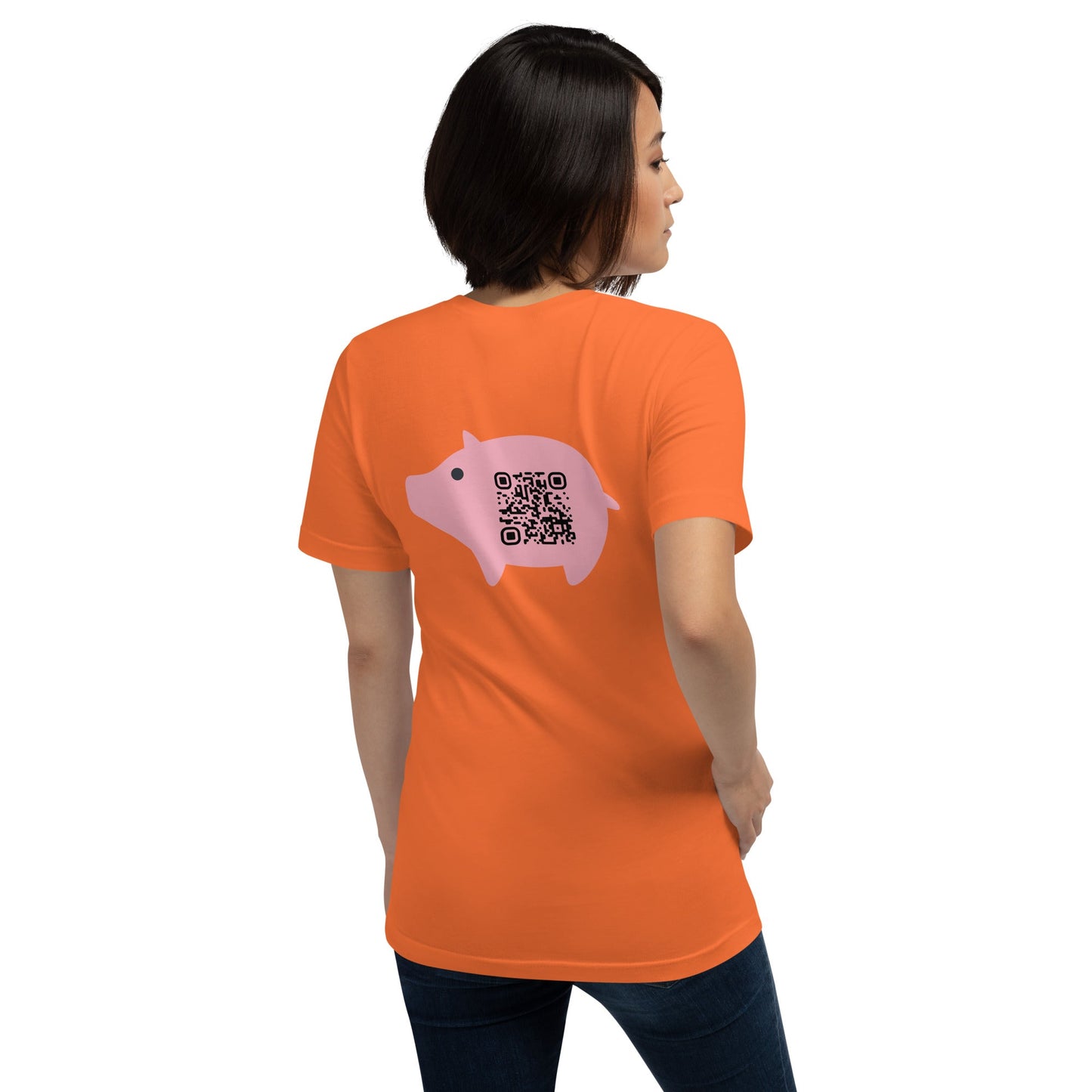 Cute Pig Emoji Personalized QR Code Unisex T-Shirt