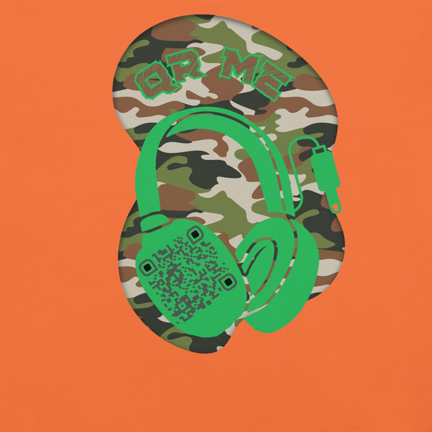 Green Camo QR Code T-Shirt – Share Your Music in Style