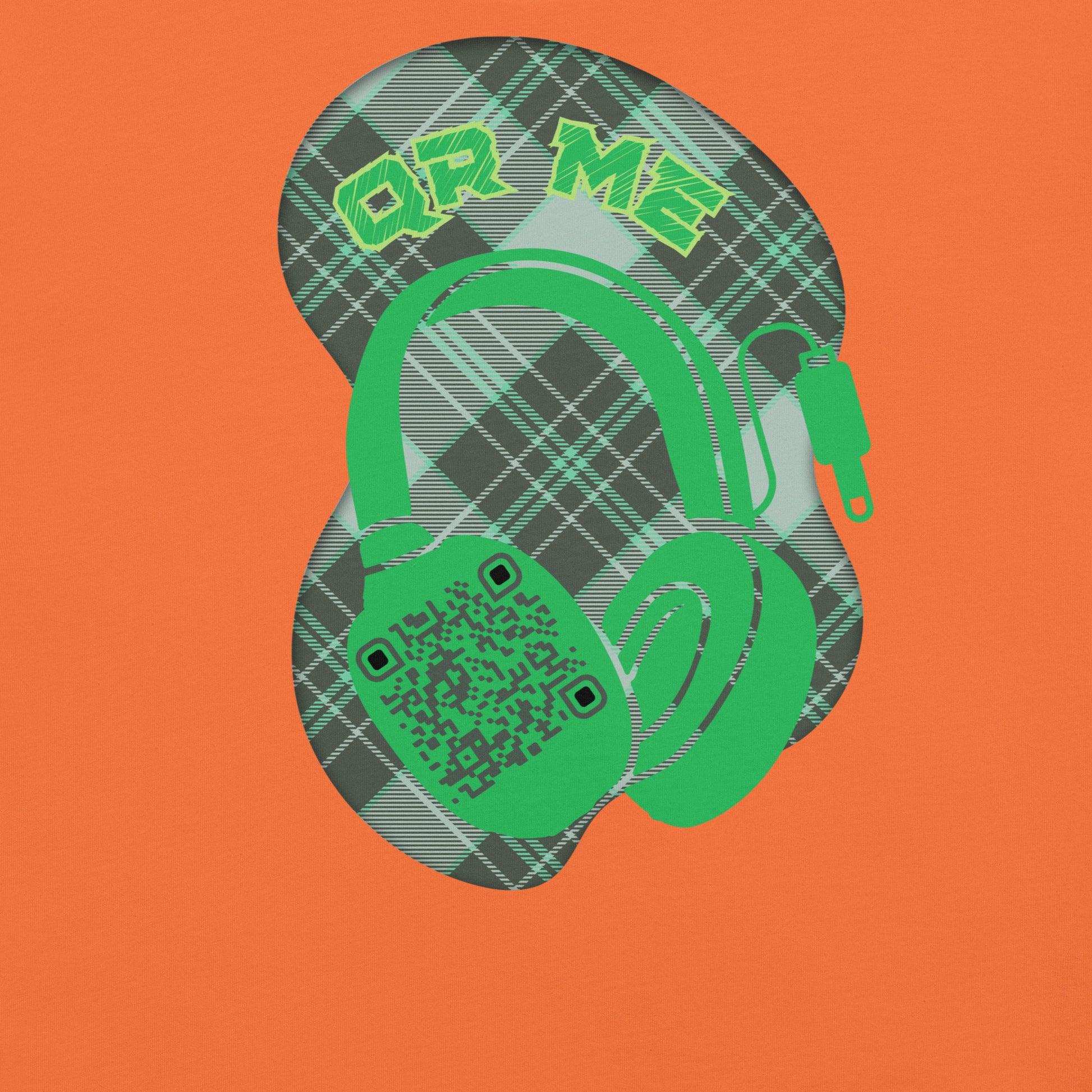 Green Check QR Code T-Shirt – Share Your Music with a Classic Twist