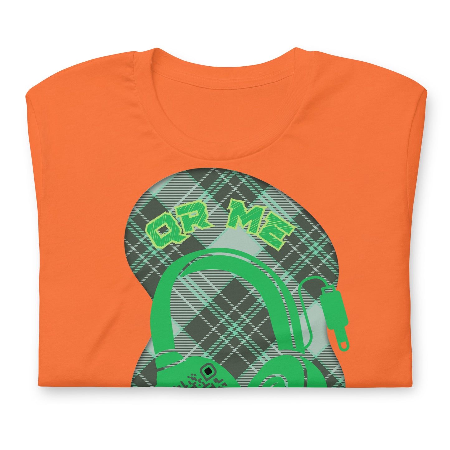 Green Check QR Code T-Shirt – Share Your Music with a Classic Twist