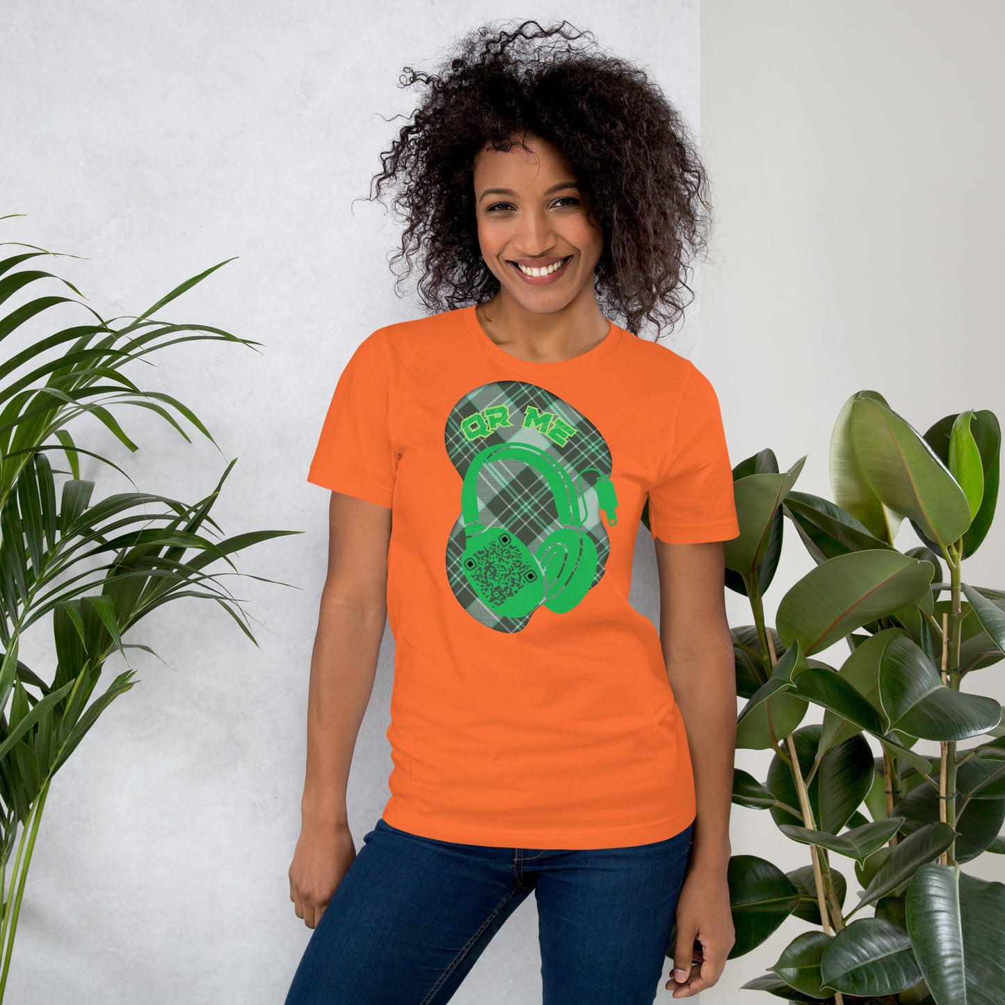 Green Check QR Code T-Shirt – Share Your Music with a Classic Twist