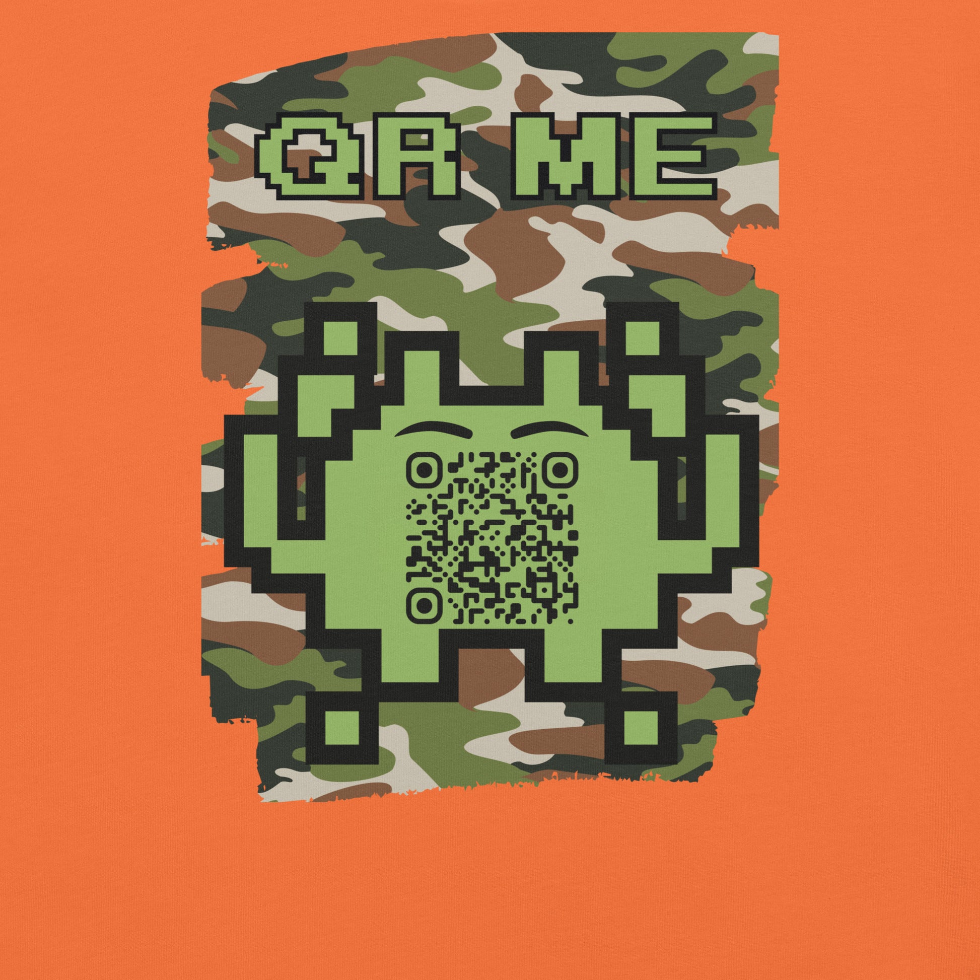 Green Camo Alien QR Code T-Shirt β For Gamers and Digital Creators