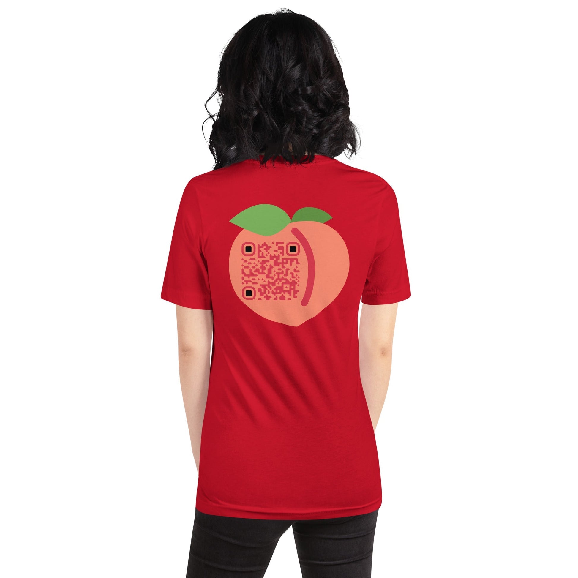 Peach Emoji Personalized QR Code Unisex T-Shirt