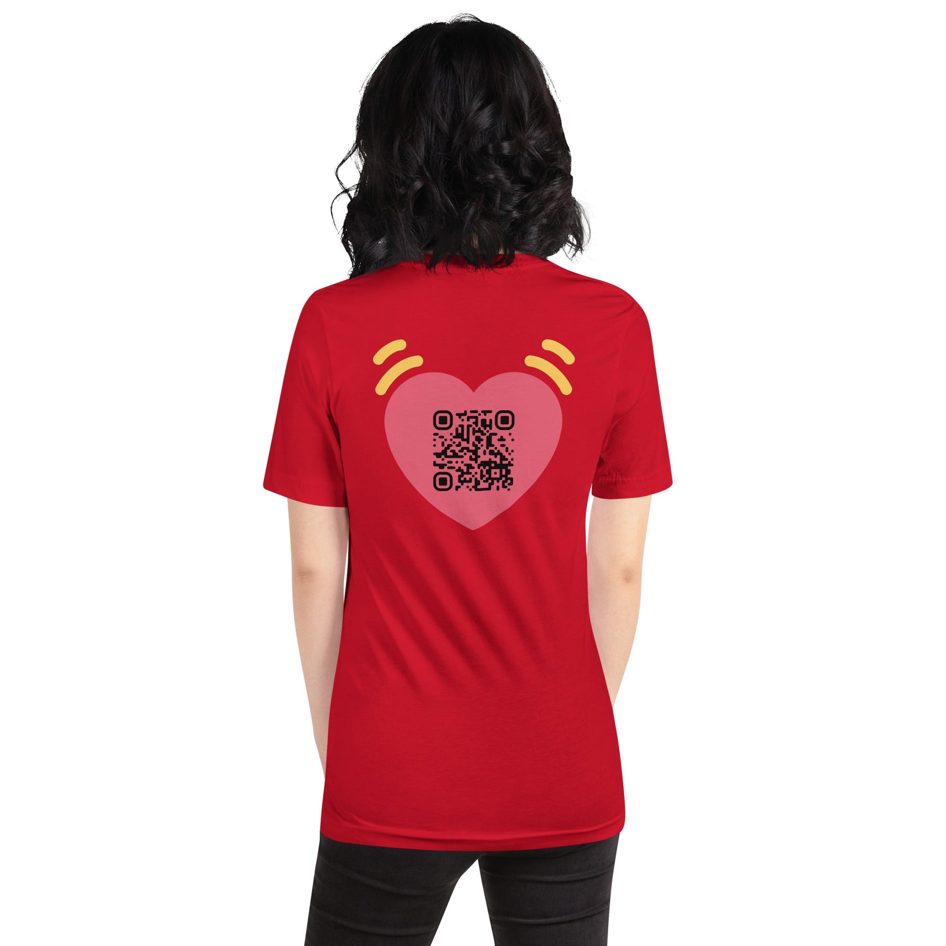 Pink Heart Emoji Personalized QR Code Unisex T-Shirt
