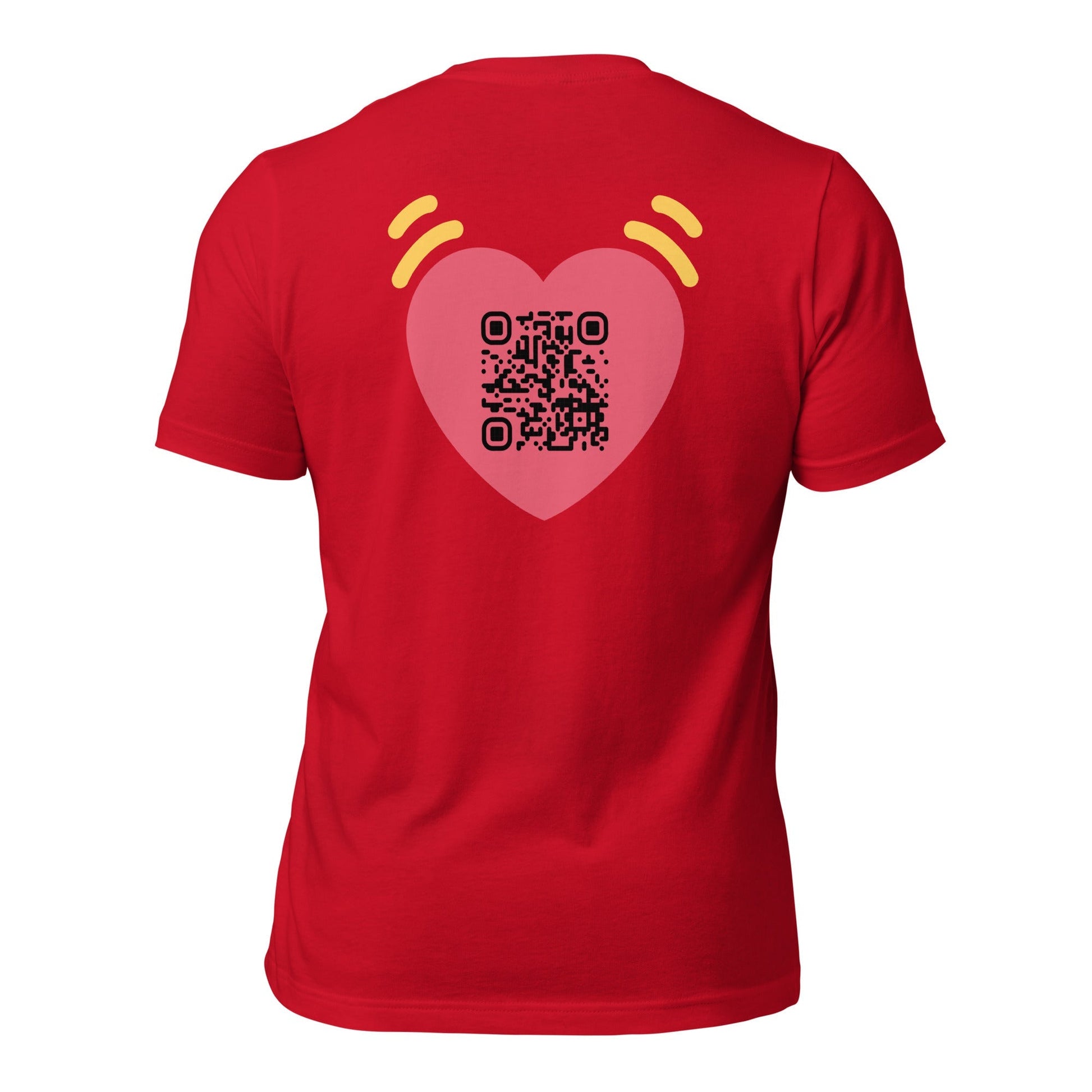 Pink Heart Emoji Personalized QR Code Unisex T-Shirt