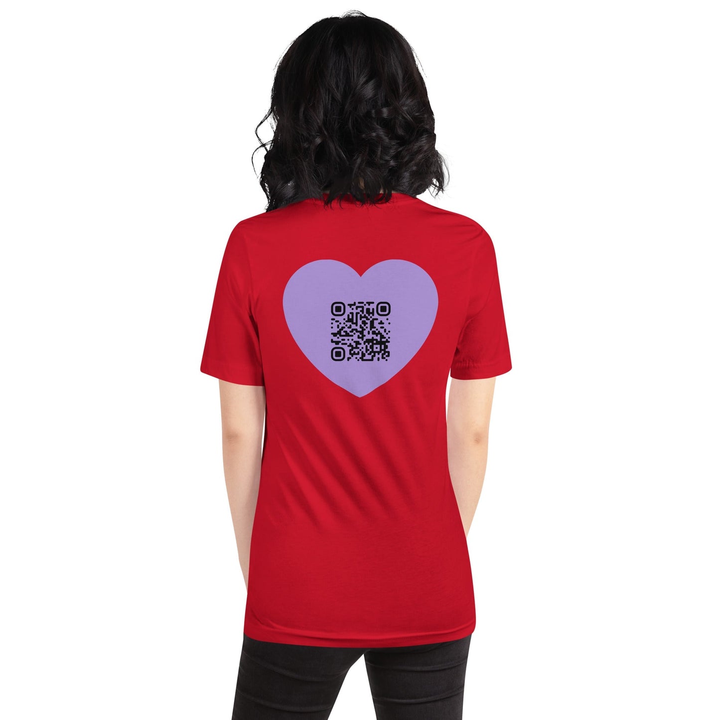 Purple Heart Emoji Personalized QR Code Unisex T-Shirt