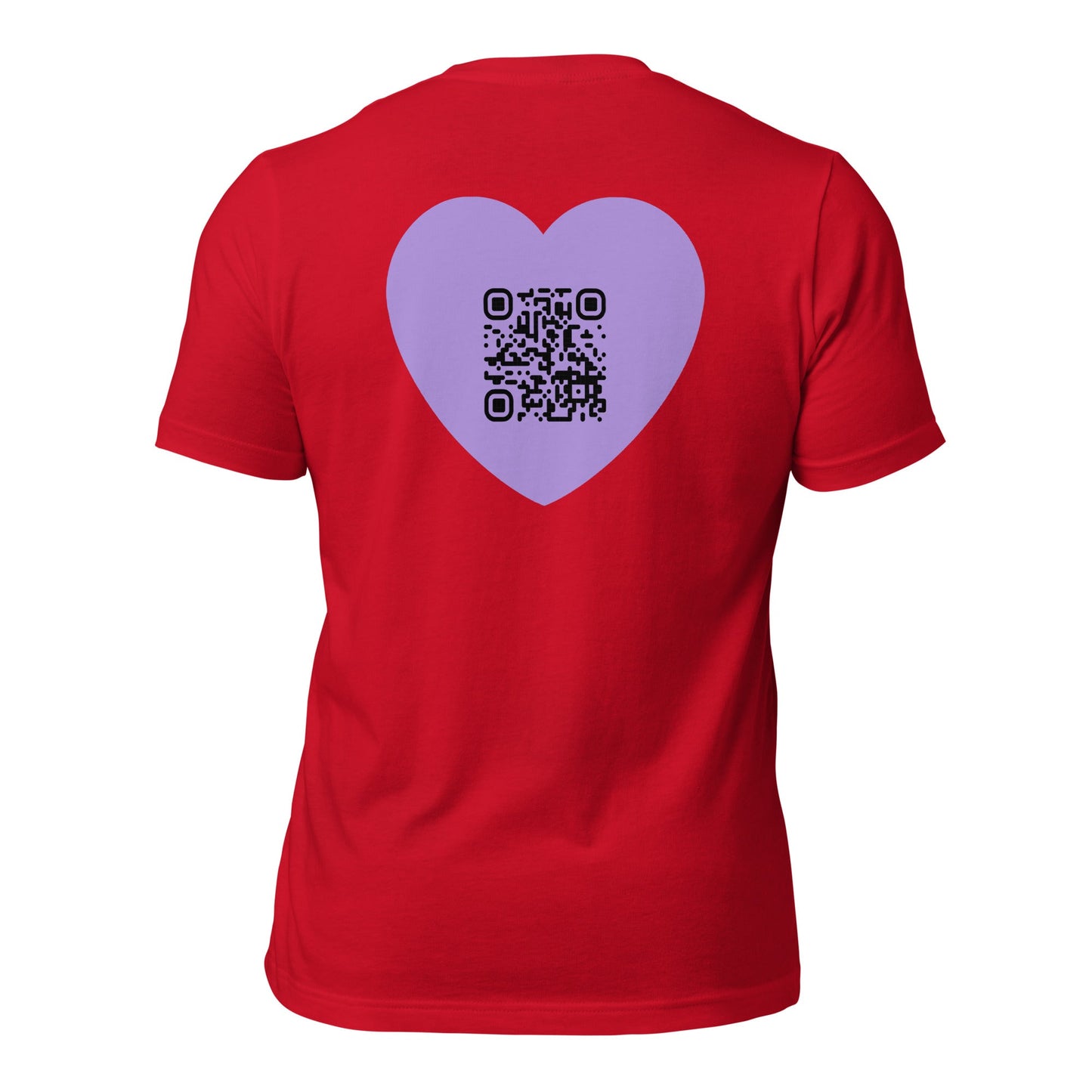 Purple Heart Emoji Personalized QR Code Unisex T-Shirt