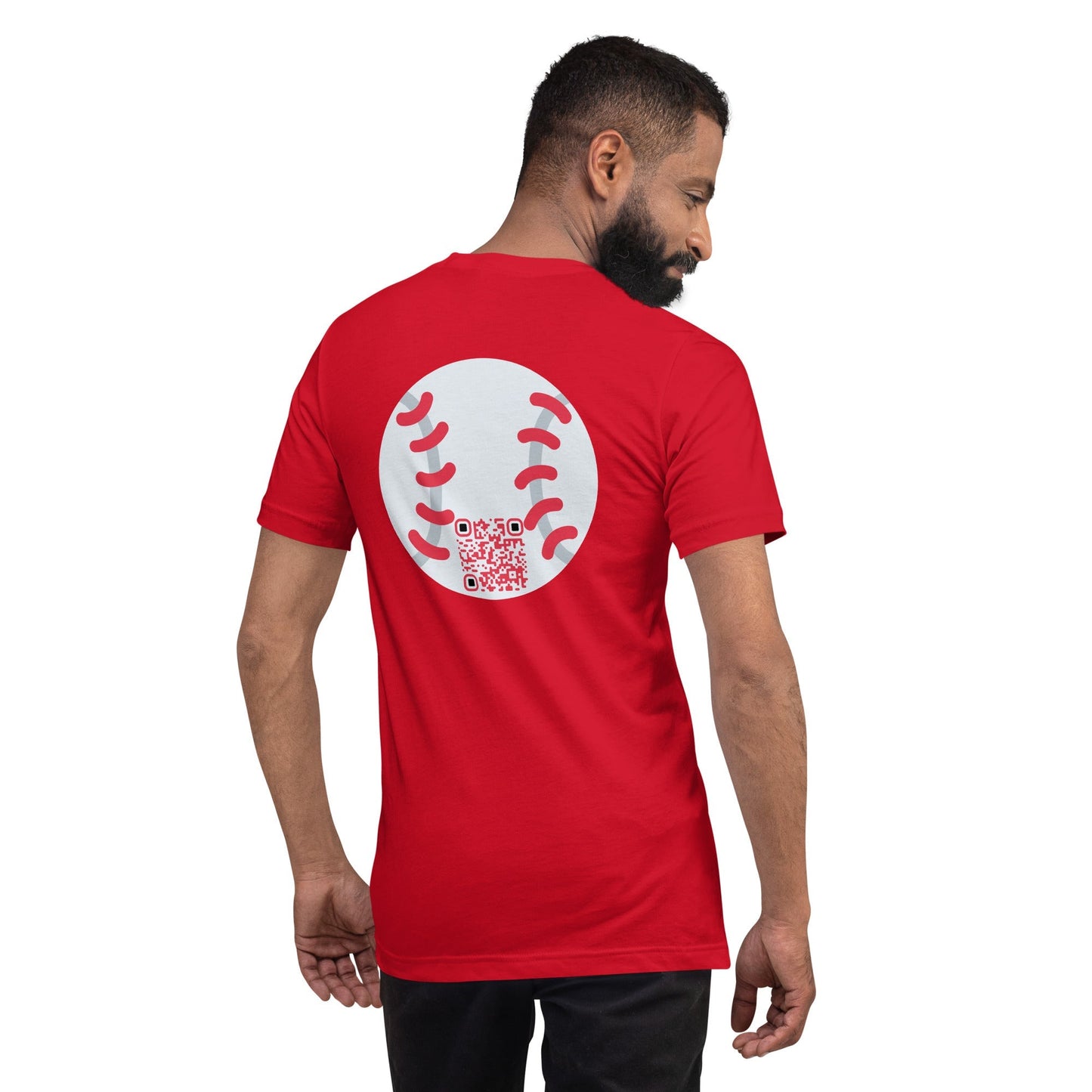 Baseball Emoji Personalized QR Code Unisex T-Shirt