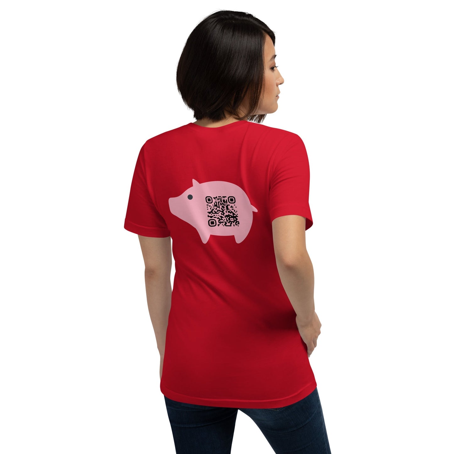 Cute Pig Emoji Personalized QR Code Unisex T-Shirt