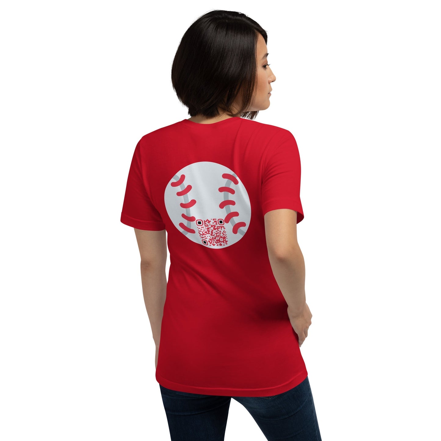 Baseball Emoji Personalized QR Code Unisex T-Shirt