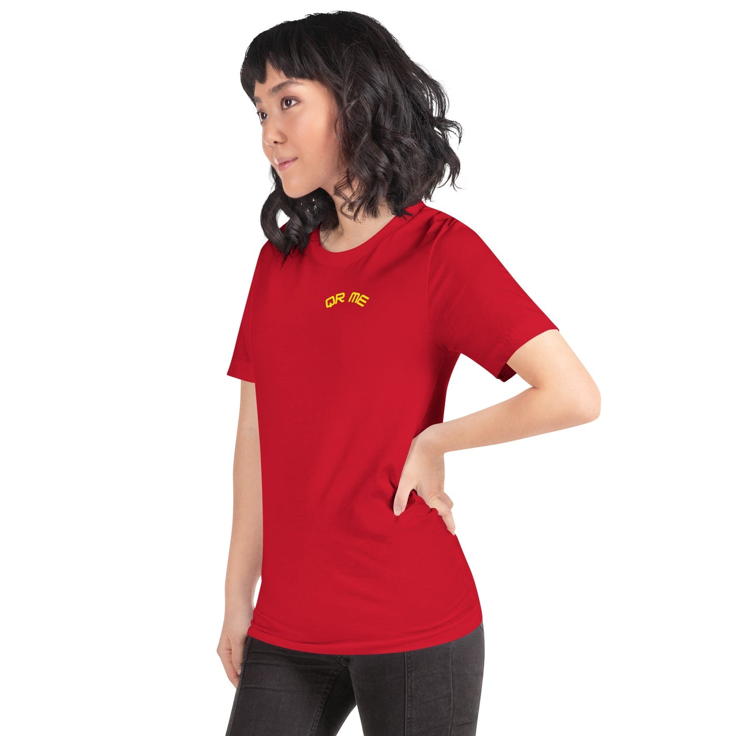 Peach Emoji Personalized QR Code Unisex T-Shirt