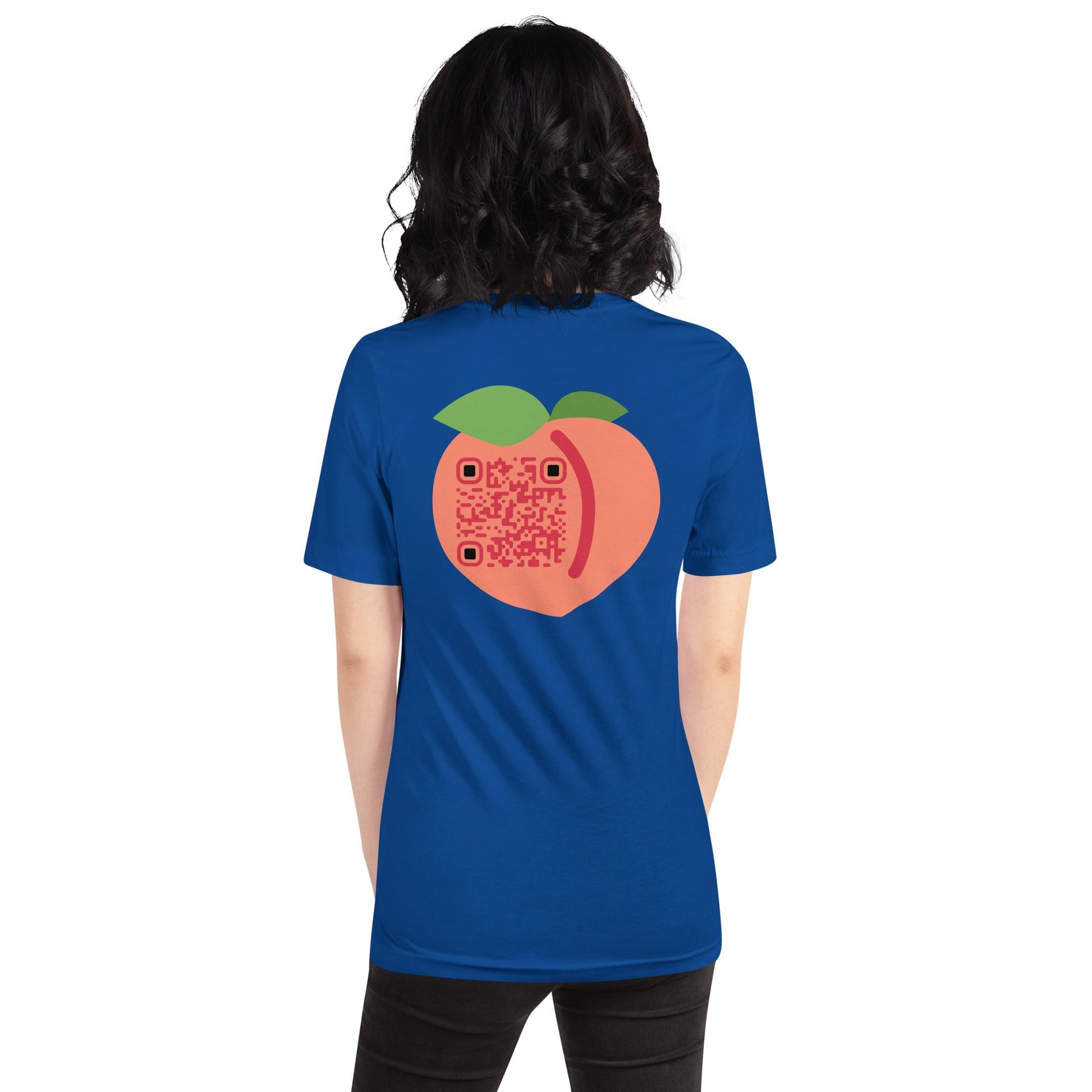 Peach Emoji Personalized QR Code Unisex T-Shirt