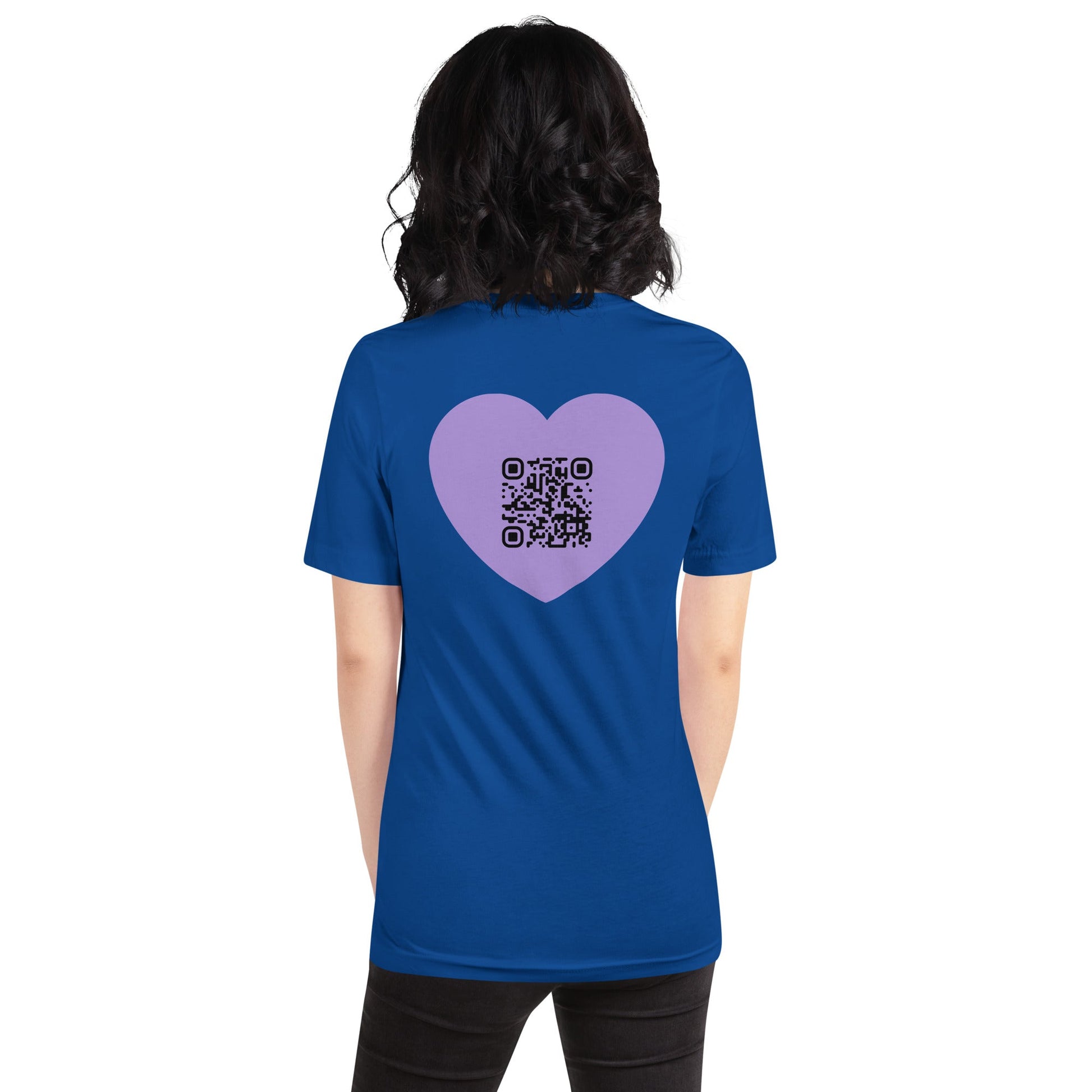 Purple Heart Emoji Personalized QR Code Unisex T-Shirt