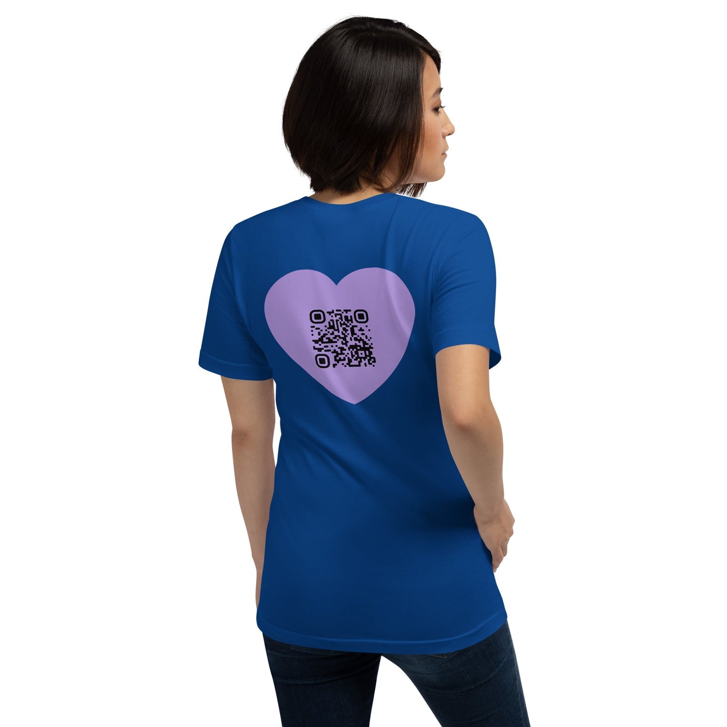 Purple Heart Emoji Personalized QR Code Unisex T-Shirt
