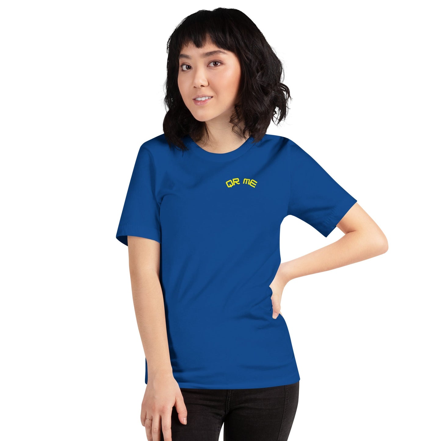 Peach Emoji Personalized QR Code Unisex T-Shirt