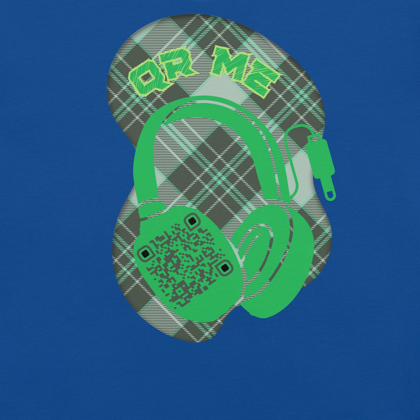 Green Check QR Code T-Shirt – Share Your Music with a Classic Twist