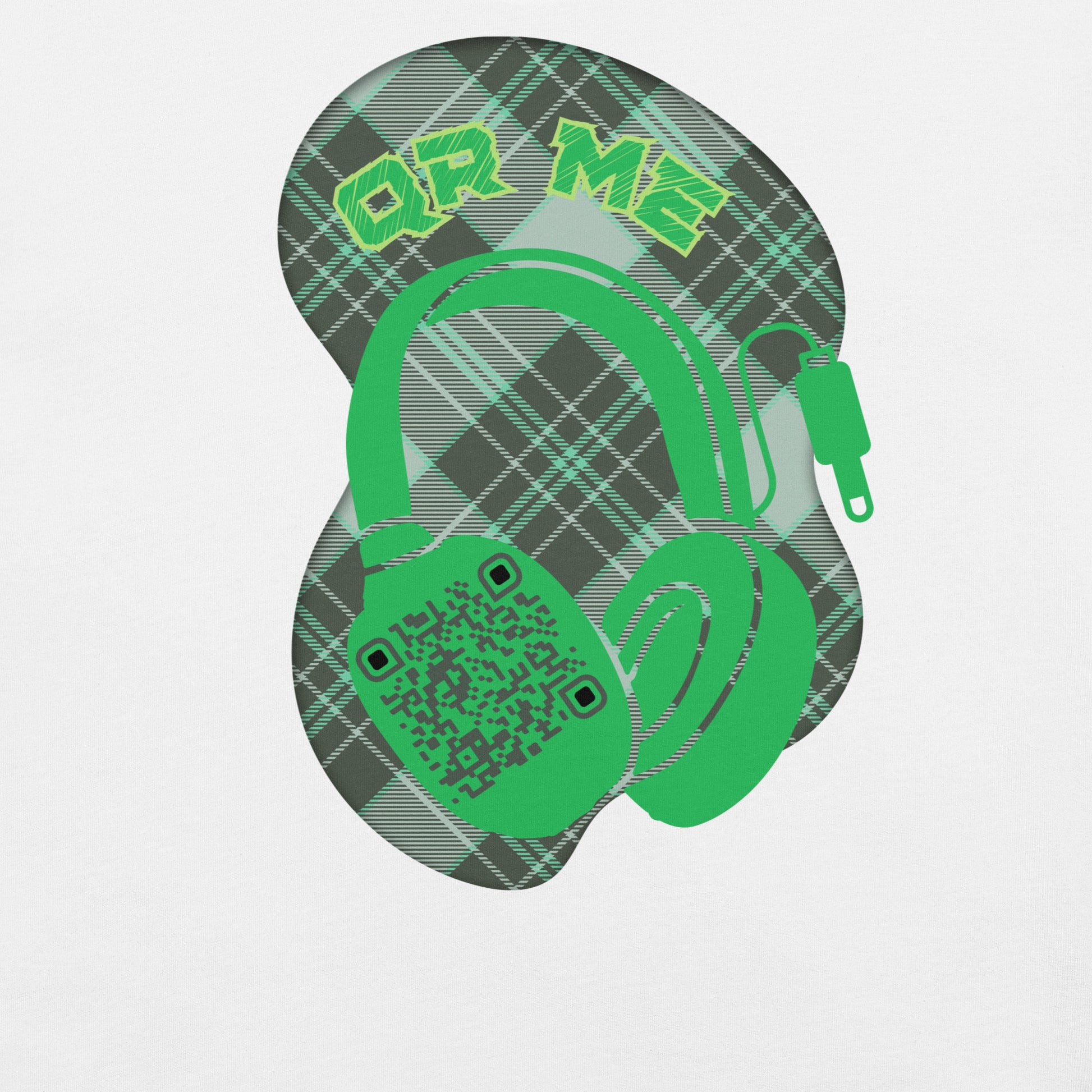 Green Check QR Code T-Shirt – Share Your Music with a Classic Twist