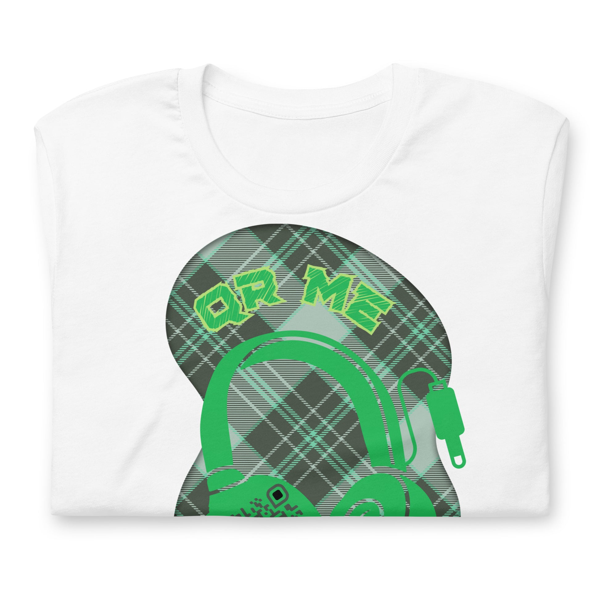 Green Check QR Code T-Shirt – Share Your Music with a Classic Twist
