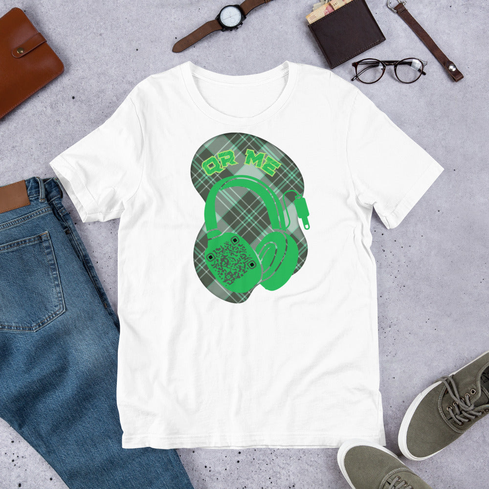 Green Check QR Code T-Shirt – Share Your Music with a Classic Twist