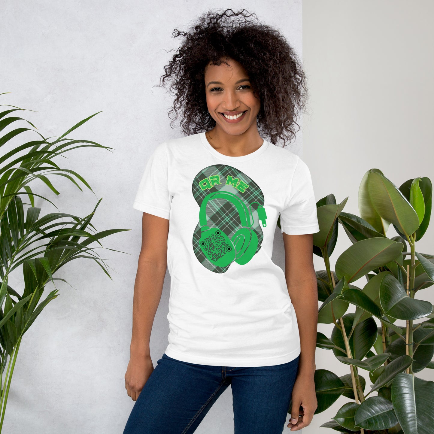 Green Check QR Code T-Shirt – Share Your Music with a Classic Twist