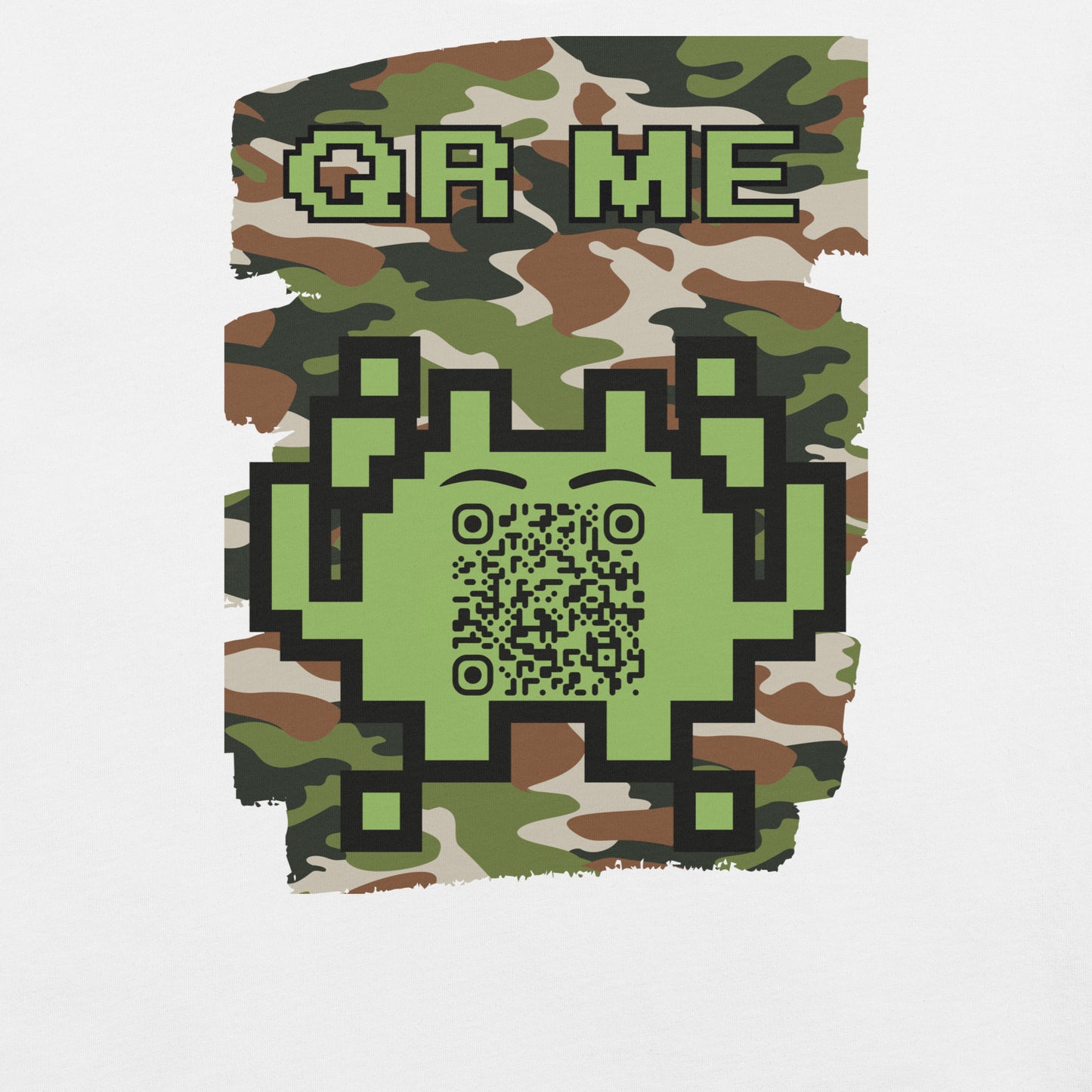 Green Camo Alien QR Code T-Shirt β For Gamers and Digital Creators