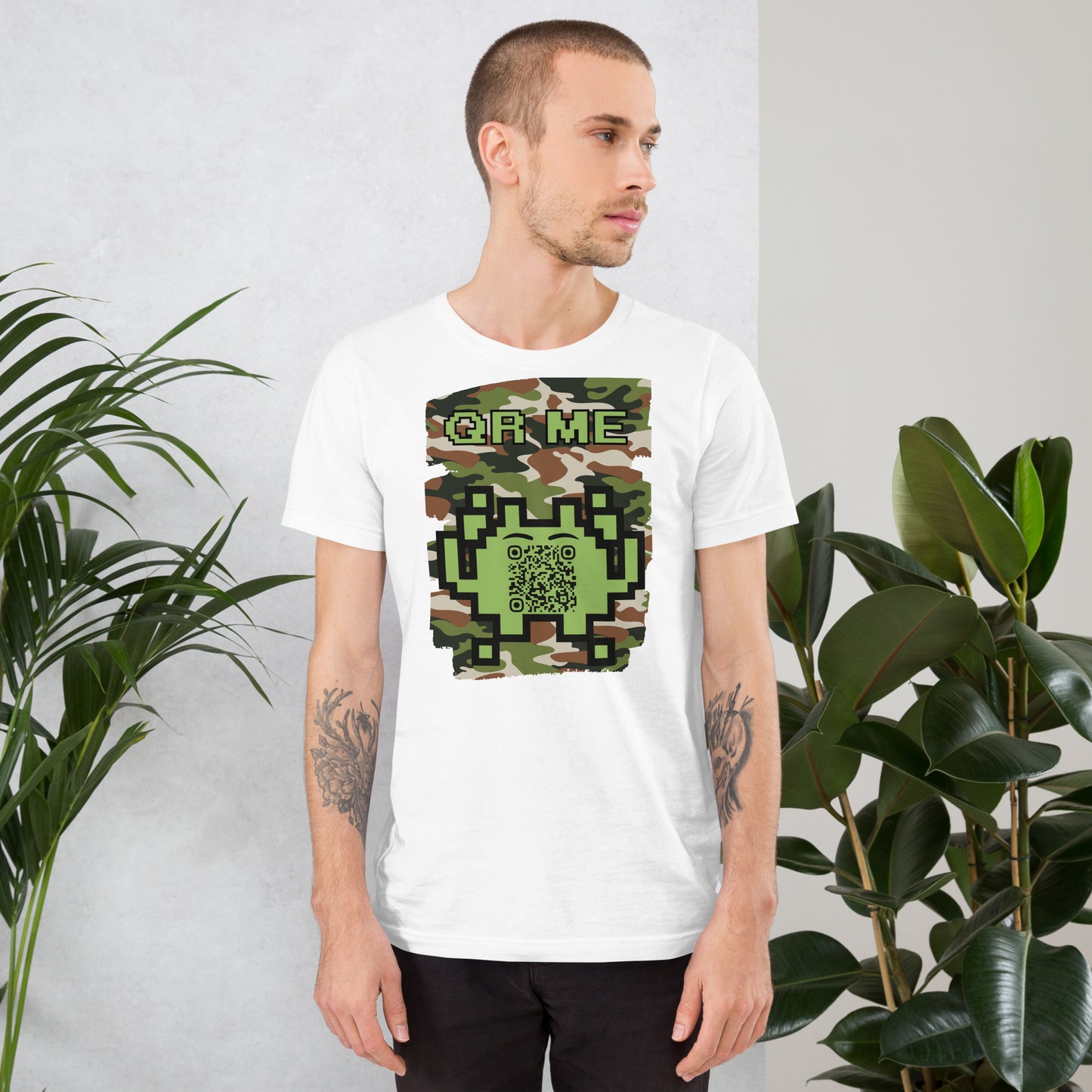 Green Camo Alien QR Code T-Shirt β For Gamers and Digital Creators