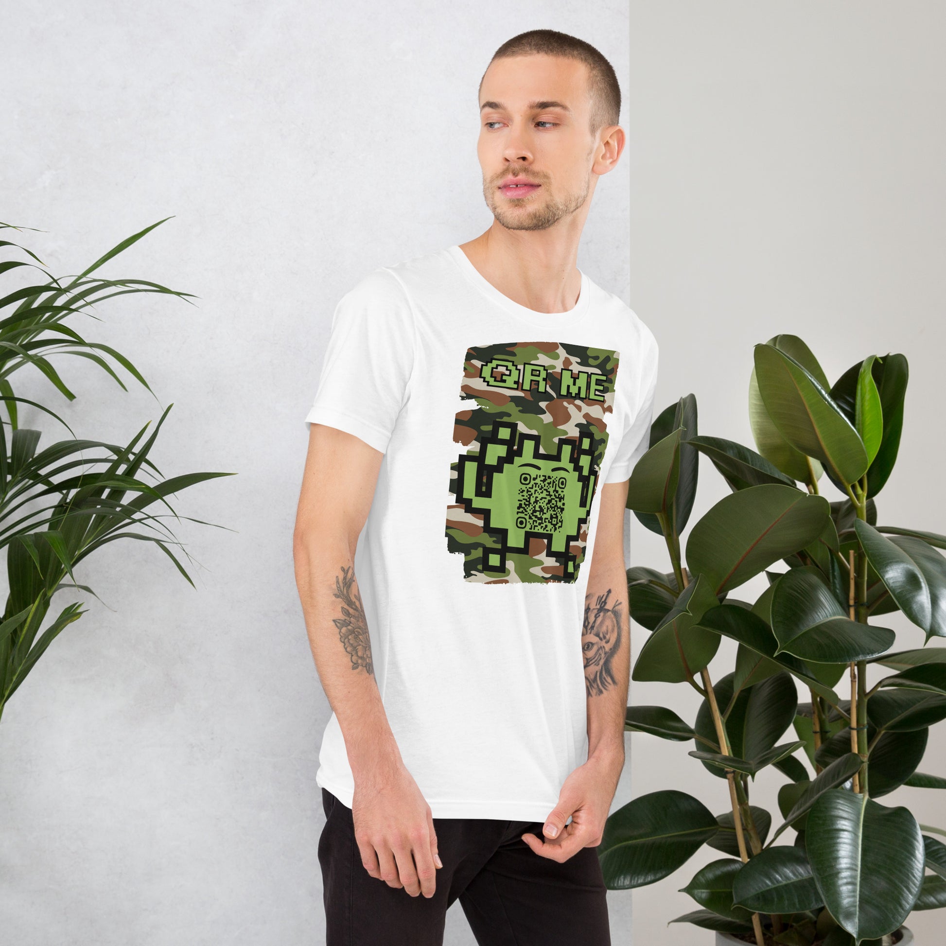 Green Camo Alien QR Code T-Shirt β For Gamers and Digital Creators