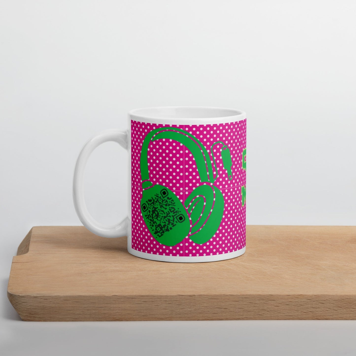 Custom QR Code Mug Polka Dot Design β Share Your Music